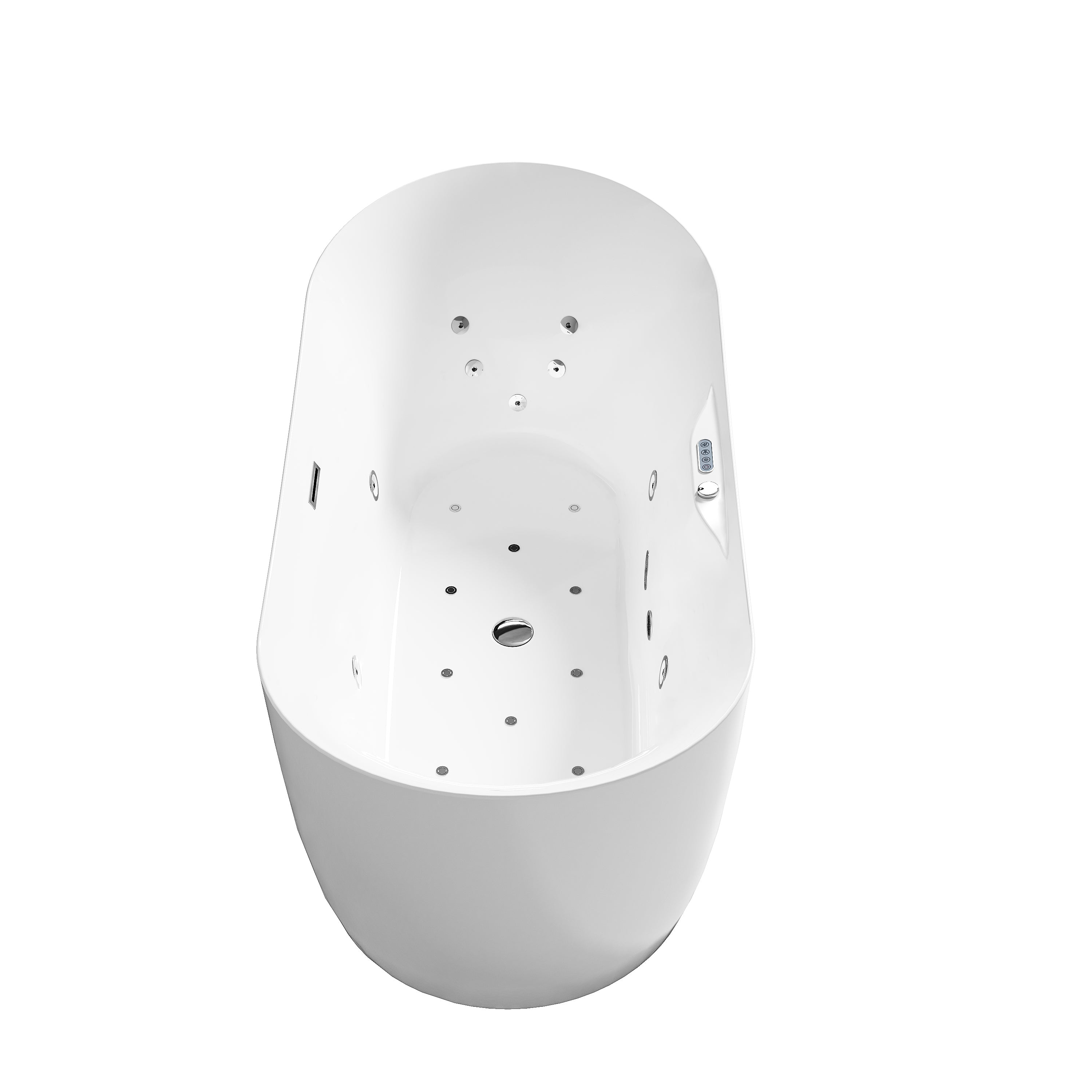 72 in. x 34 in. Acrylic Freestanding Whirlpool & Air Bubble Heated Bathtub with LED Control Panel, Water Jets, Drain & Overflow, Glossy White