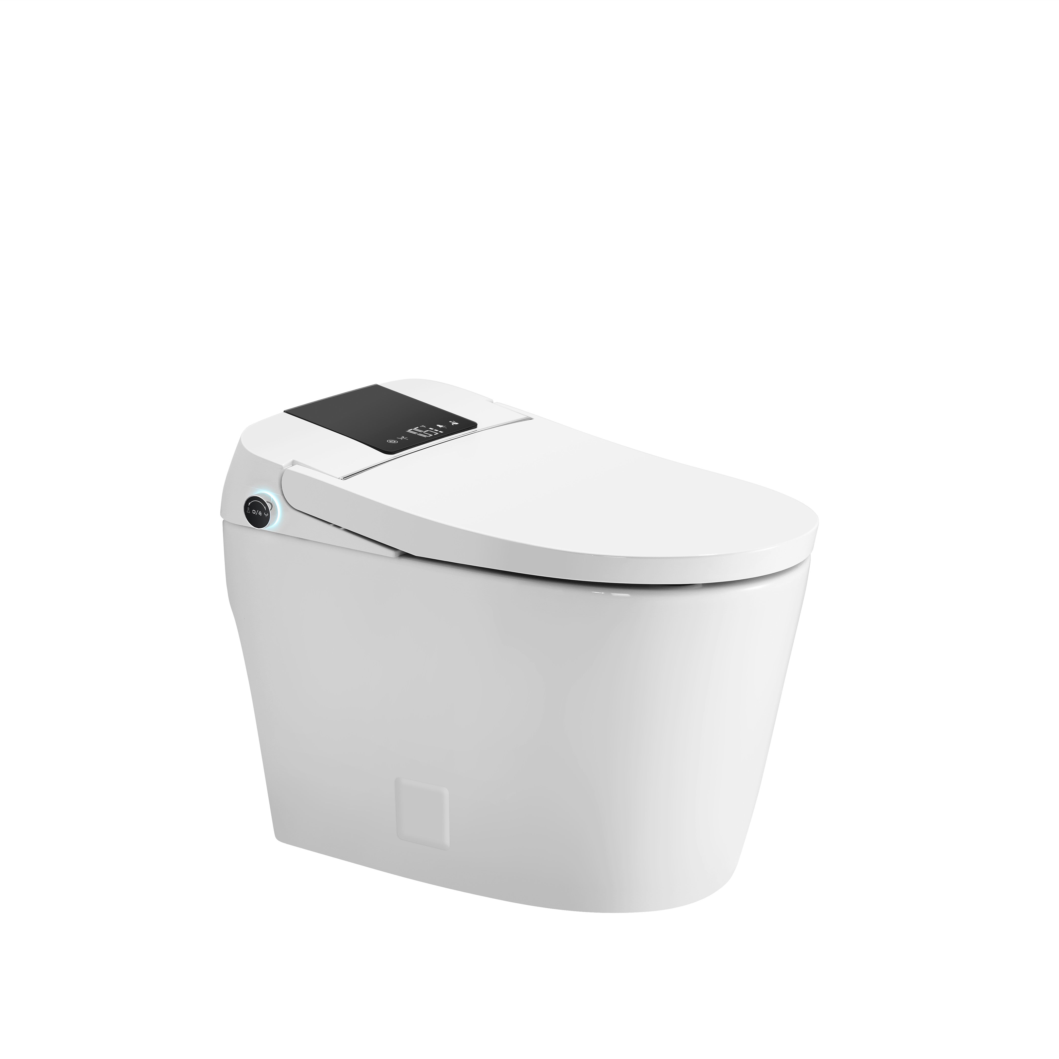 High-Tech Smart Toilet with Foot Sensor, Dual Outlet Bidet, Rear & Lady Wash, Auto Flushing & Auto Lid