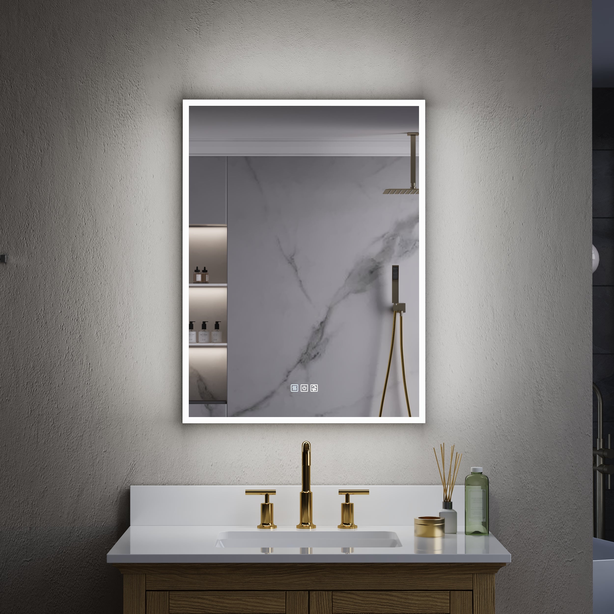 24 in. x 30 in. Upgraded Recessed/Surface Mount Left LED Medicine Cabinet with 3X Magnifier Glass Mirror