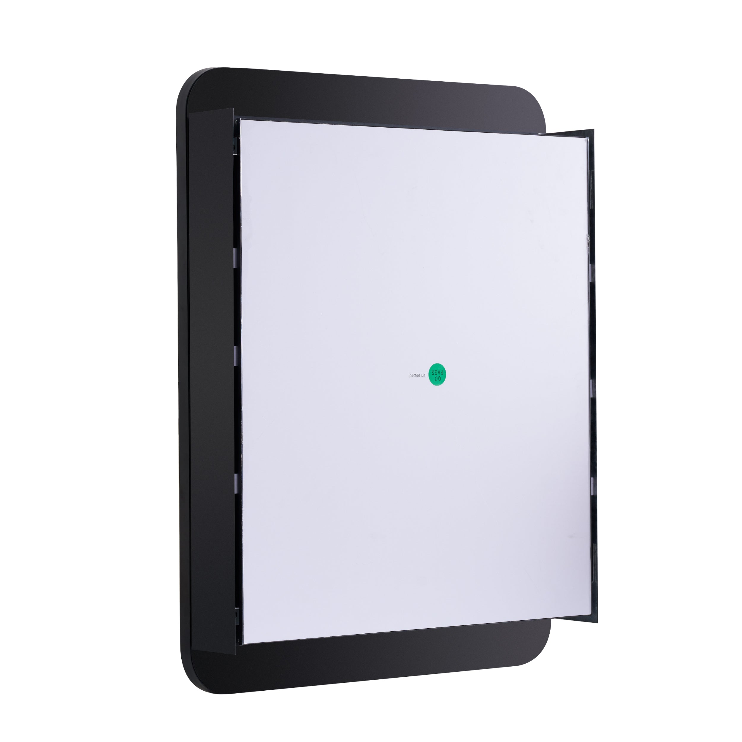 24 in. × 32 in. Black Aluminum Framed Medicine Cabinet Tempered Glass Shelves Explosion Proof Recessed or Wall Mount