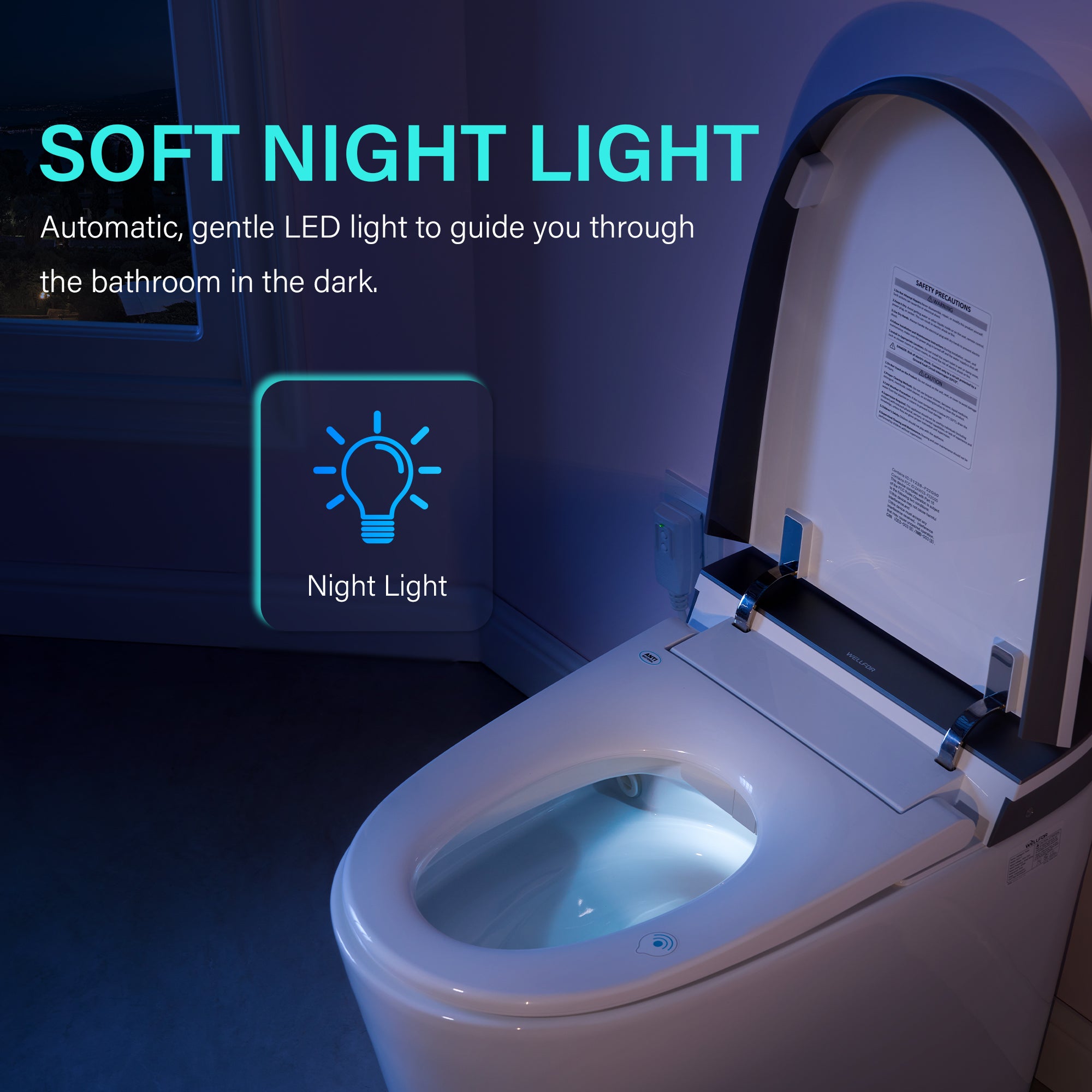 Elongated Smart Bidet Toilet in White with Built-in Tank, Foot Sensor Function, Auto Flush,LED Display, 12-in Rough-In 1.6 GPF