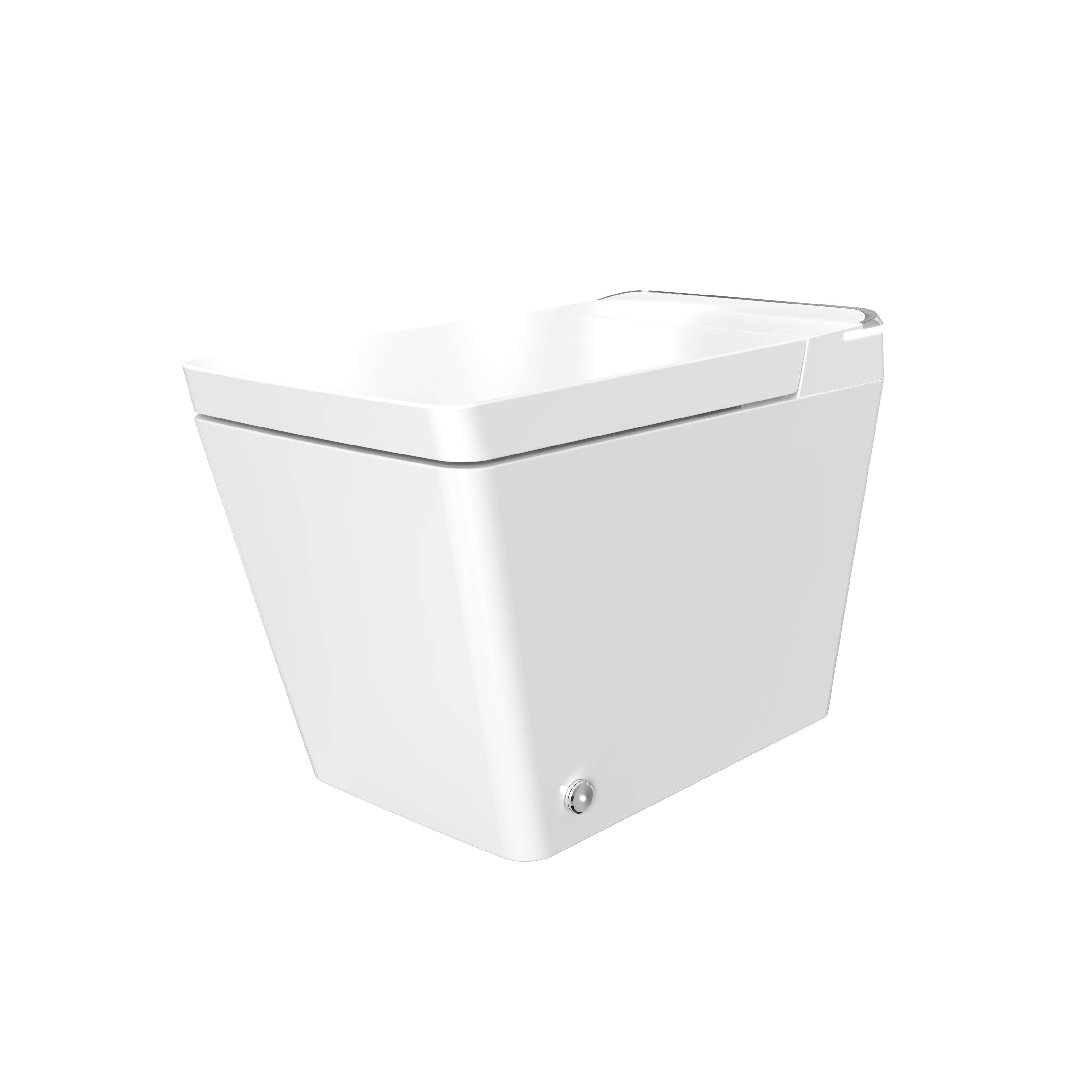 Rectangular Smart Toilet Bidet, Auto Open/Flushing, Remote, Round Seat in White