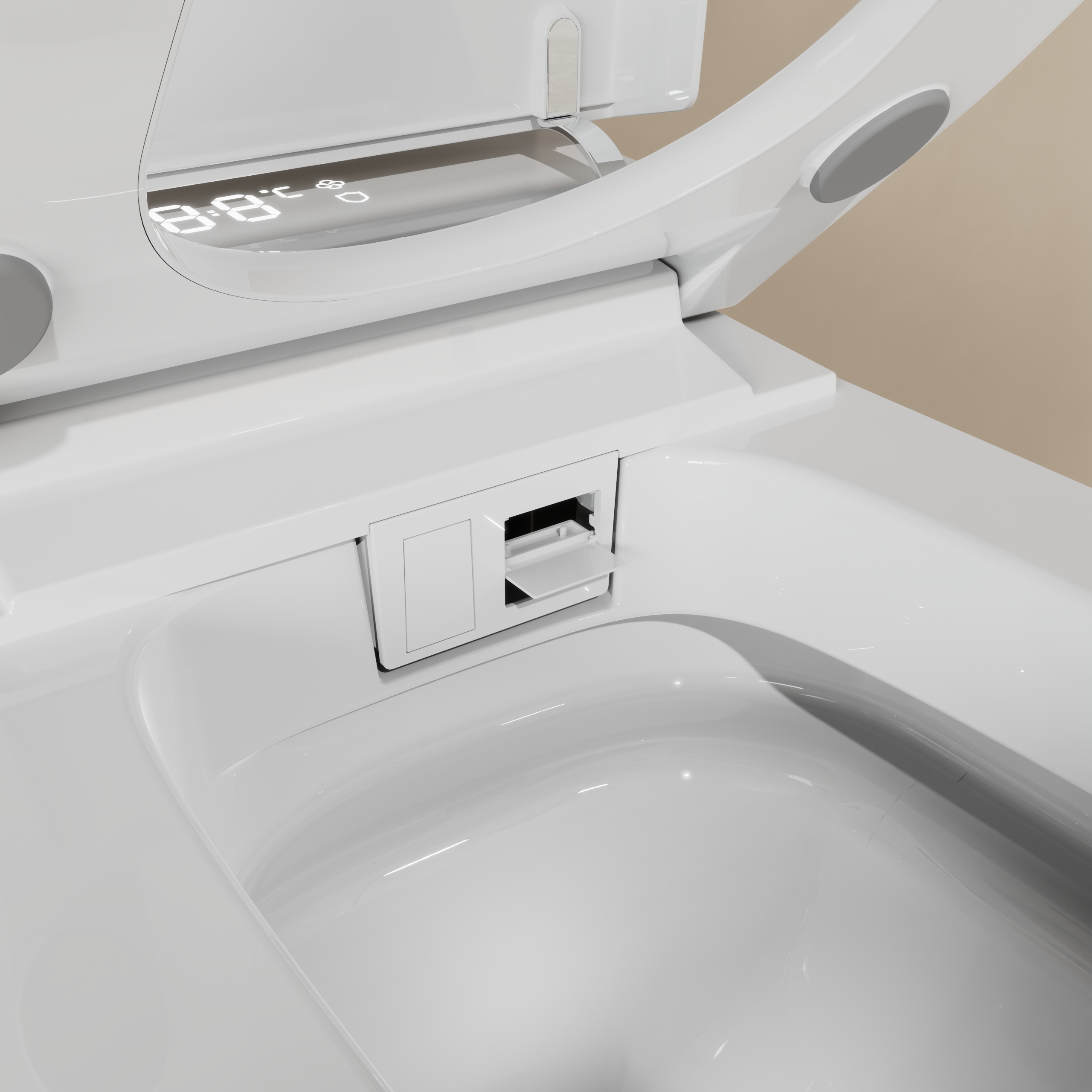 Rectangular Smart Toilet Bidet, Auto Open/Flushing, Remote, Round Seat in White