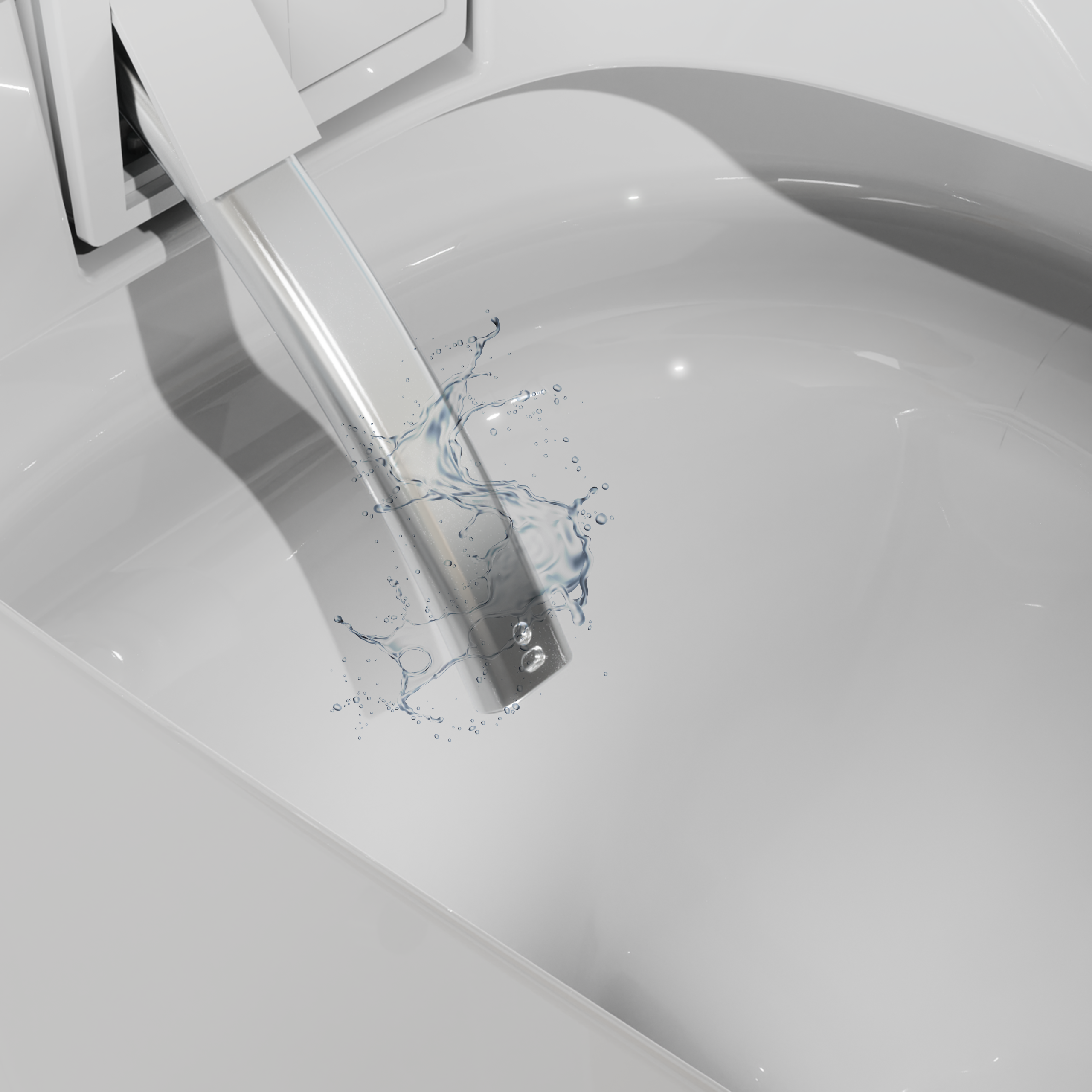 Rectangular Smart Toilet Bidet, Auto Open/Flushing, Remote, Round Seat in White