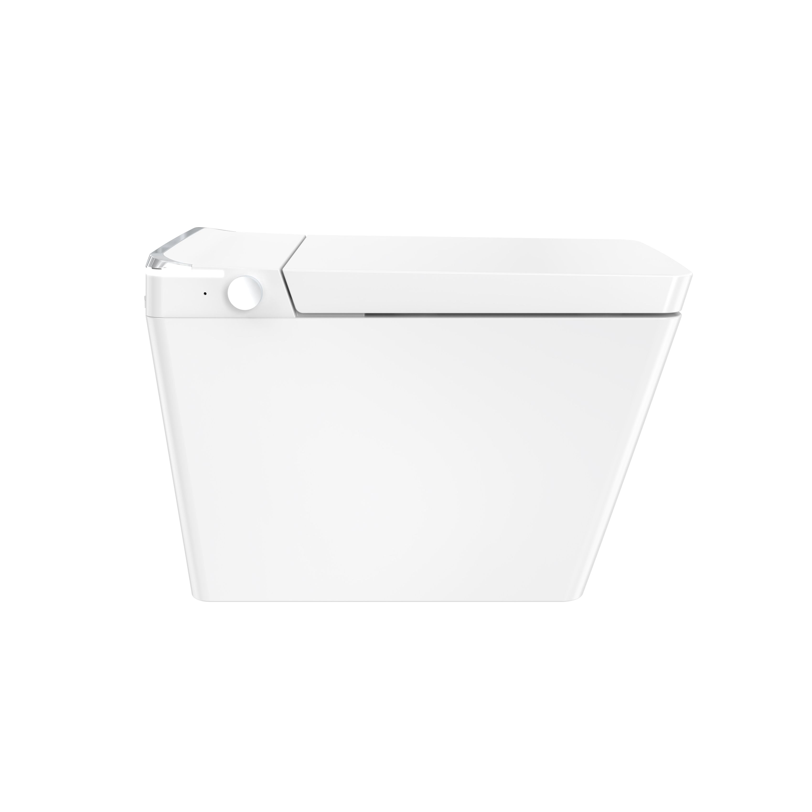 Rectangular Smart Toilet Bidet, Auto Open/Flushing, Remote, Round Seat in White