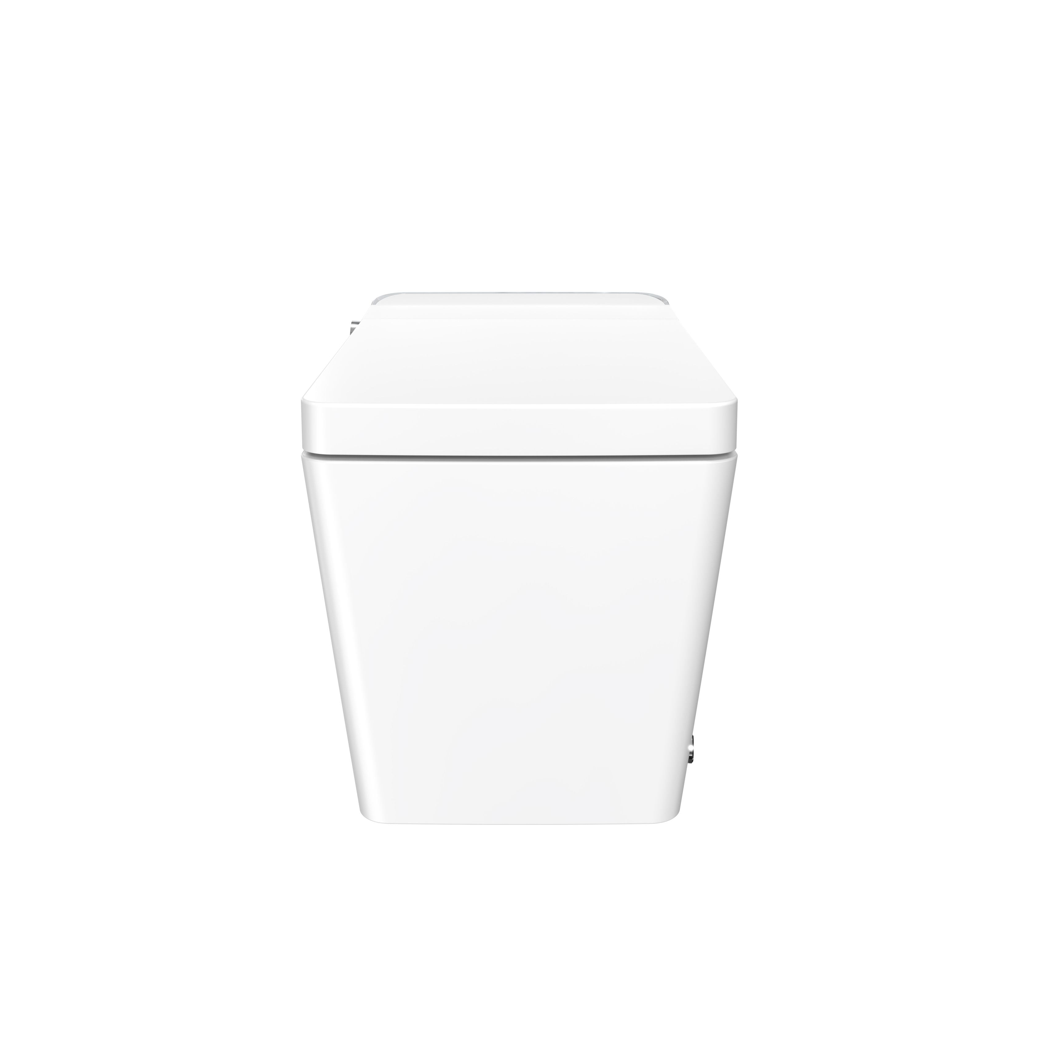 Rectangular Smart Toilet Bidet, Auto Open/Flushing, Remote, Round Seat in White