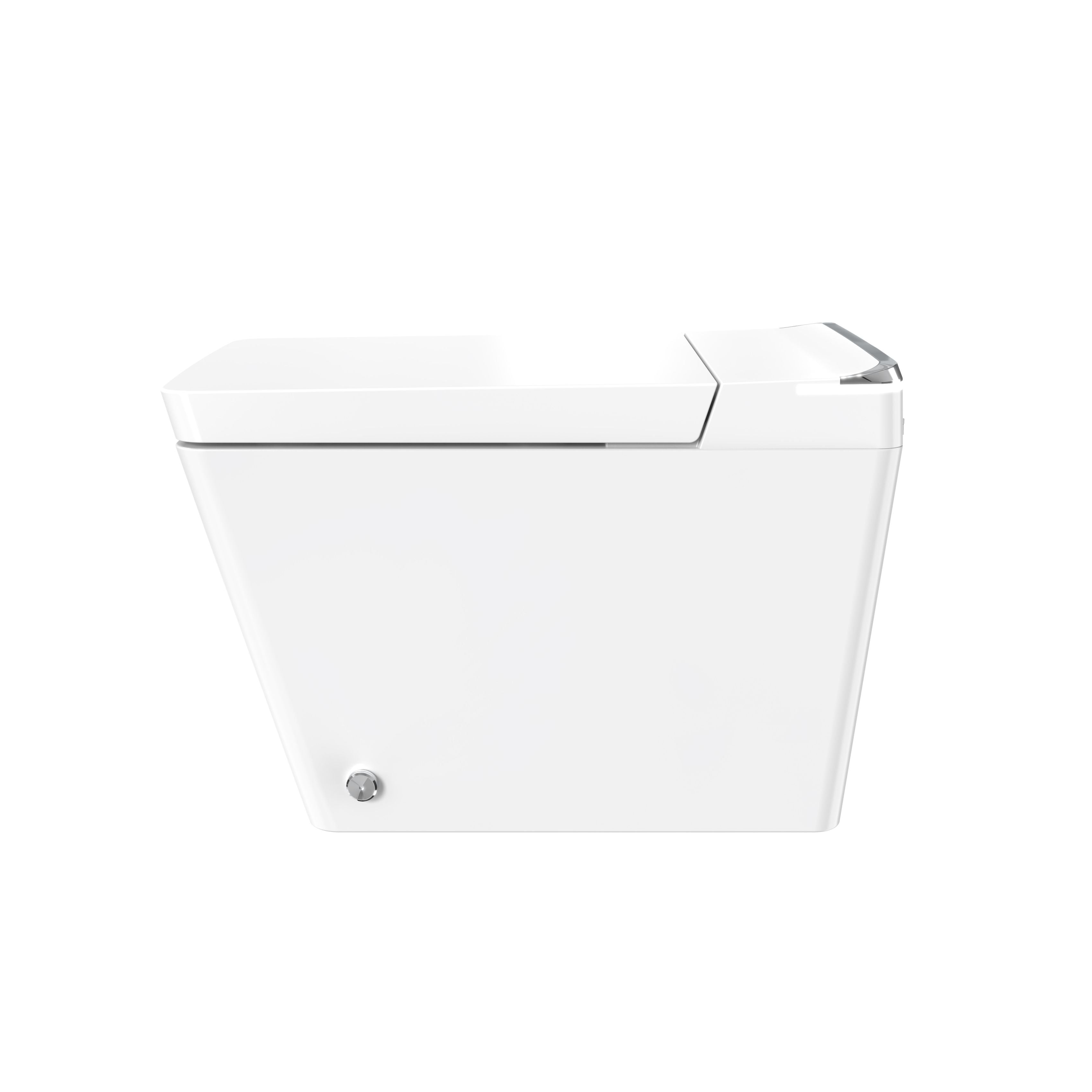 Rectangular Smart Toilet Bidet, Auto Open/Flushing, Remote, Round Seat in White