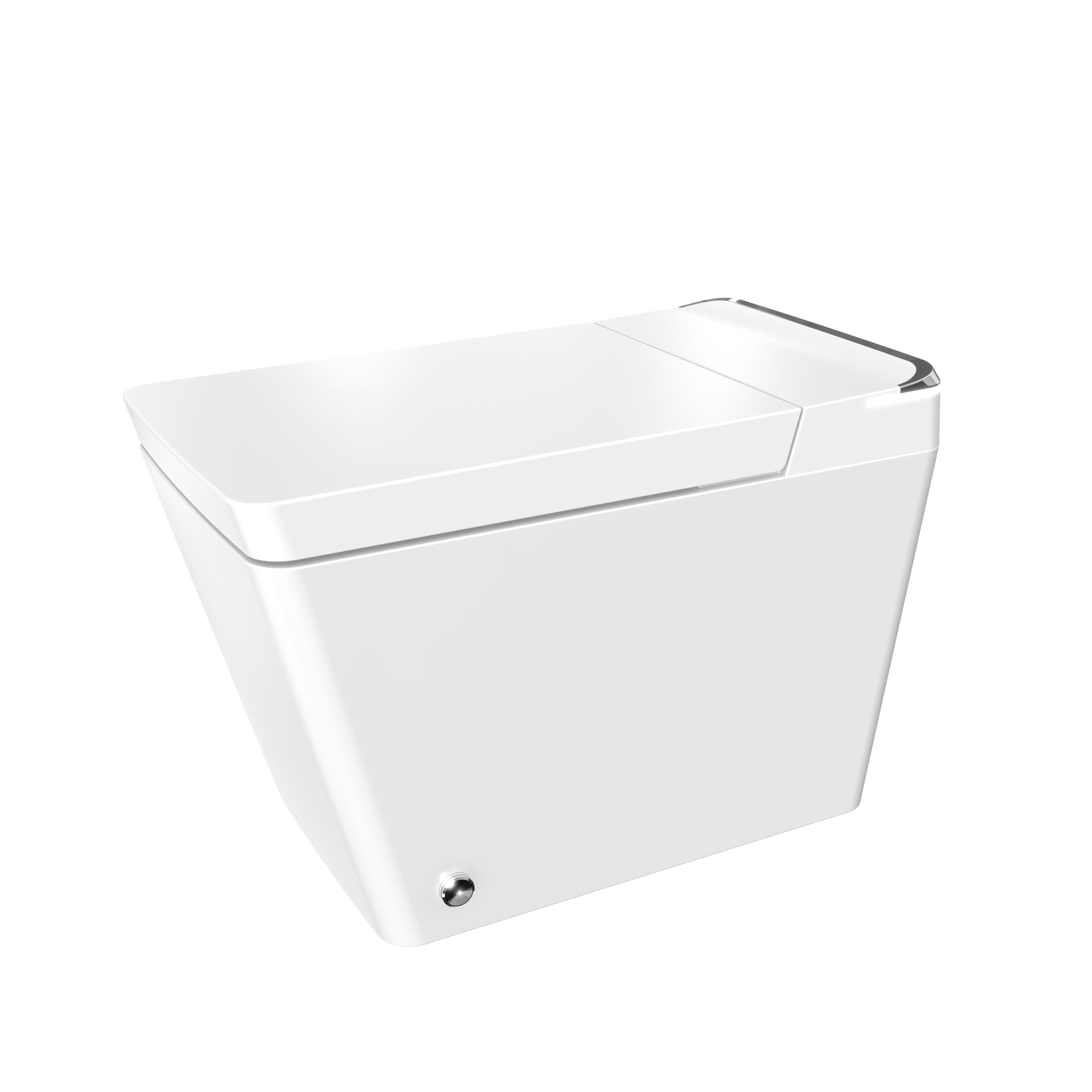 Rectangular Smart Toilet Bidet, Auto Open/Flushing, Remote, Round Seat in White