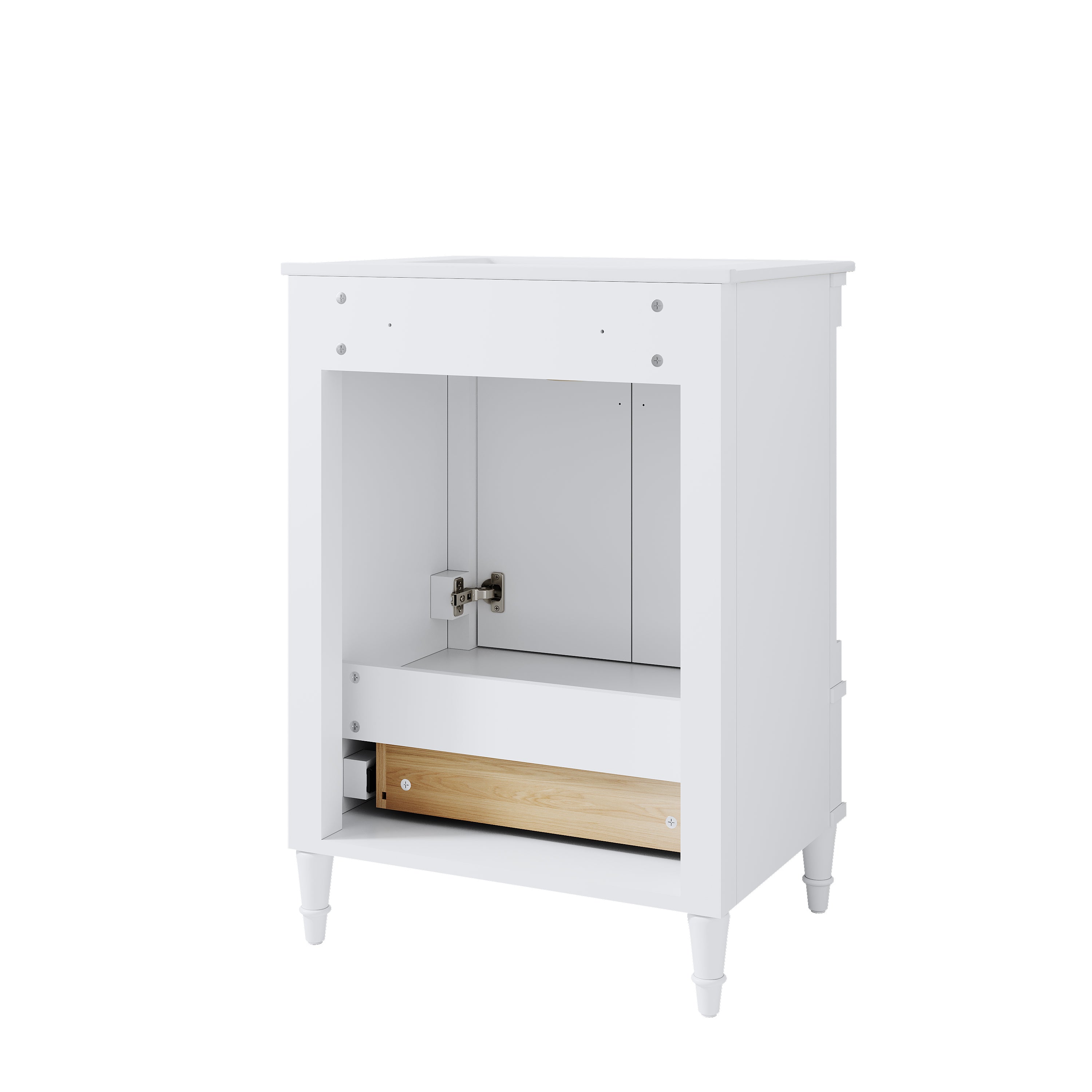 24 inch Bathroom Vanity with Single Sink, Solid Wooden Freestanding Bathroom Cabinet with Soft-Closing Doors