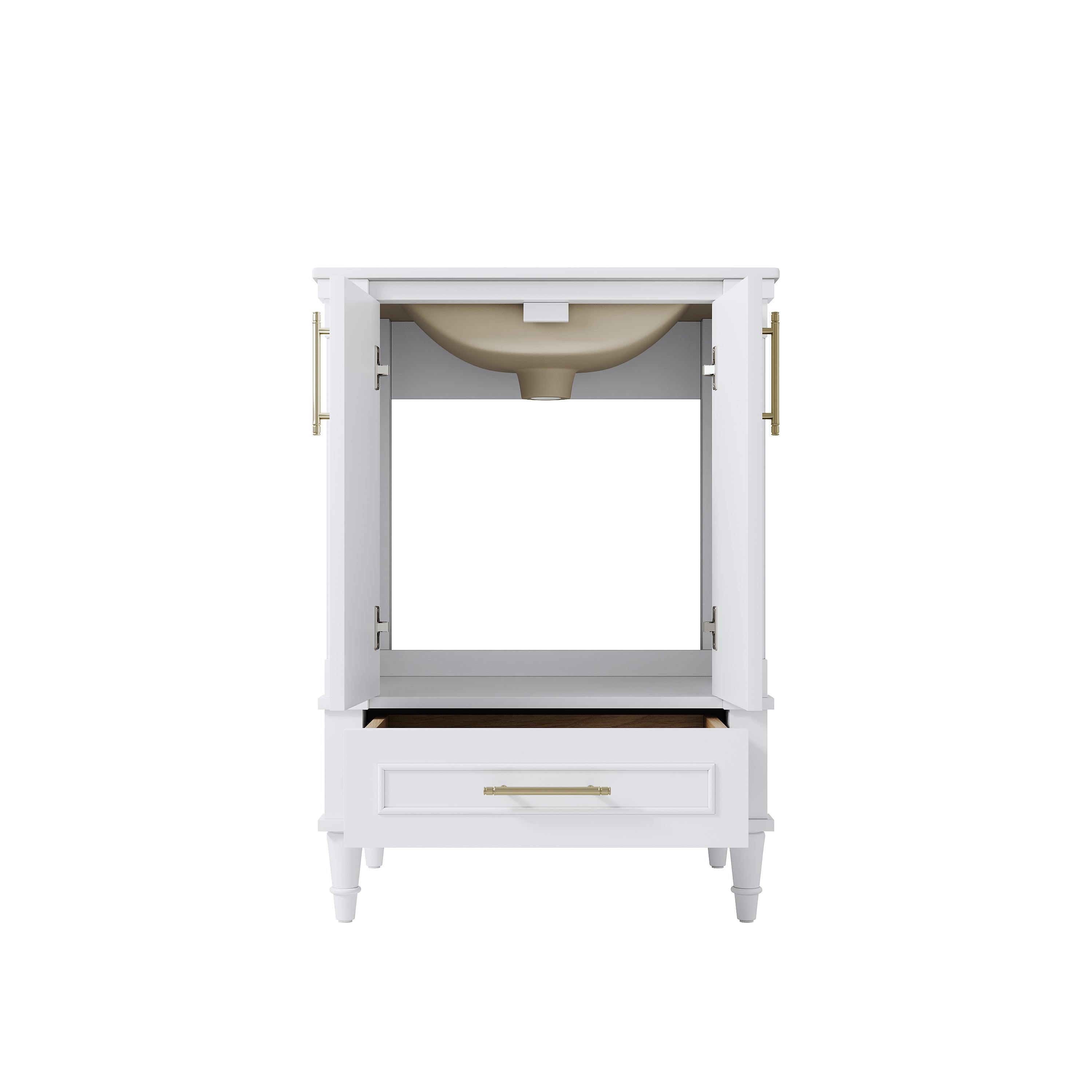 24 inch Bathroom Vanity with Single Sink, Solid Wooden Freestanding Bathroom Cabinet with Soft-Closing Doors