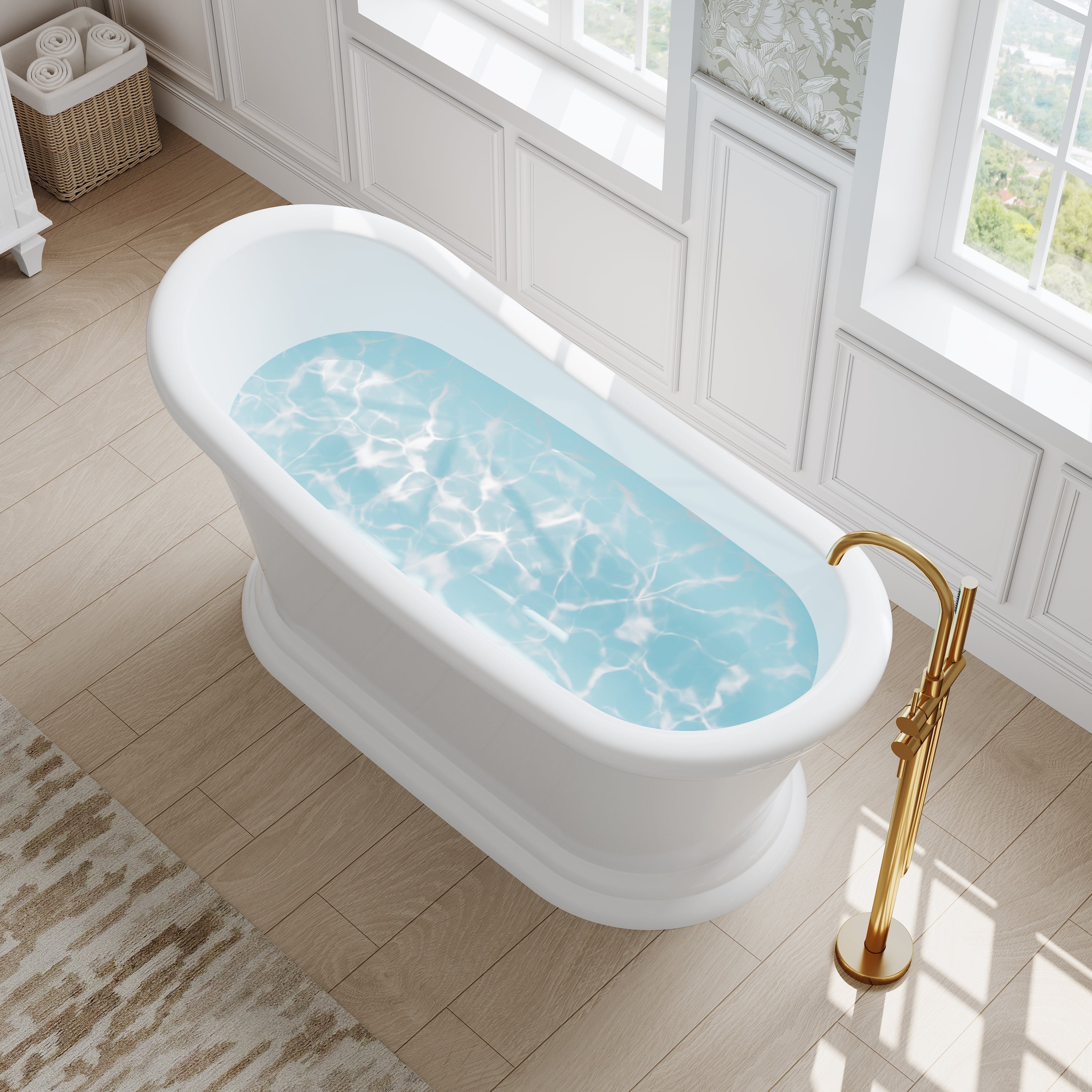 67" Acrylic Modern Freestanding Soaking Bathtub, Overflow and Drain Included