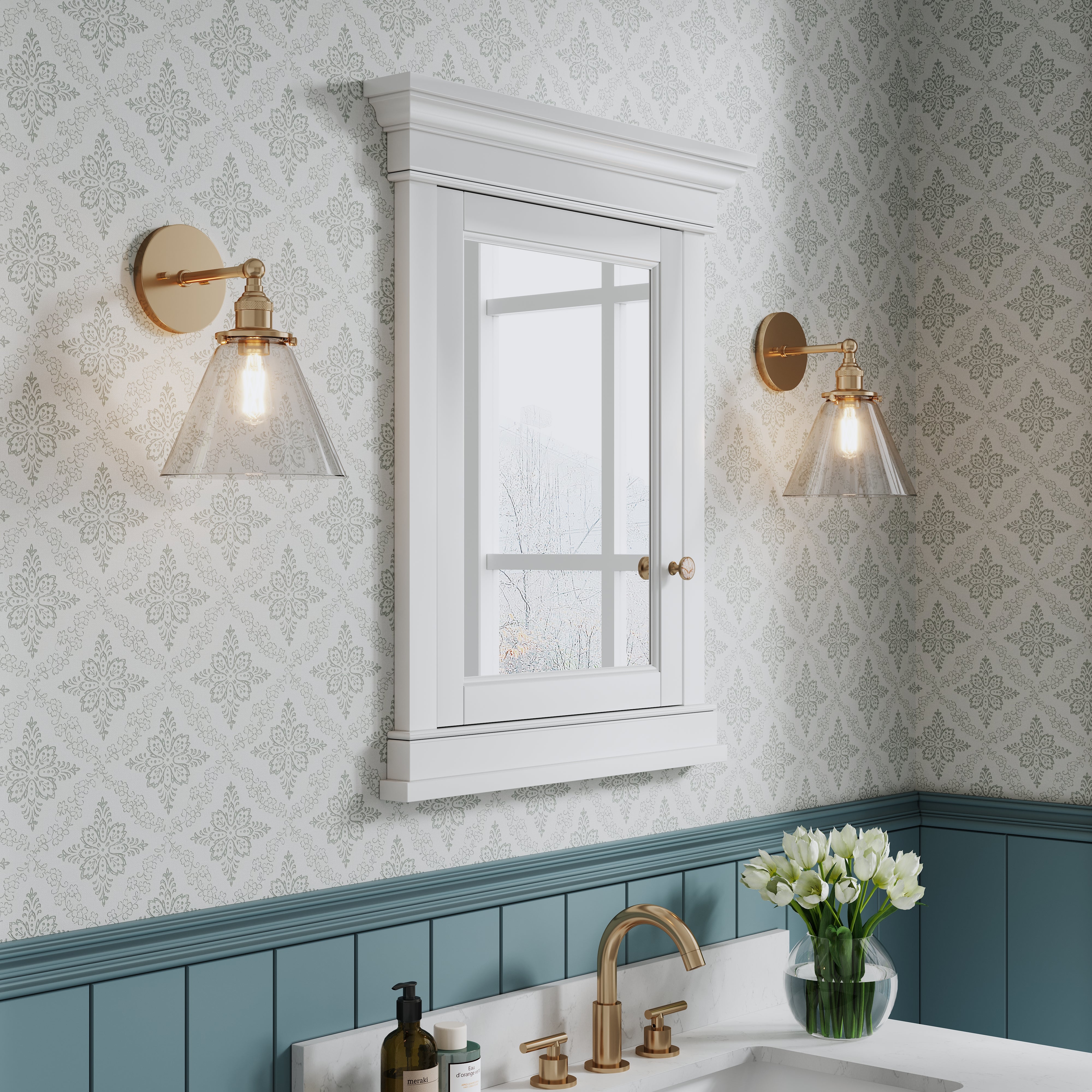 26 in. W x 32 in. H White Recessed installation Bathroom Medicine Wood Cabinet with Mirror