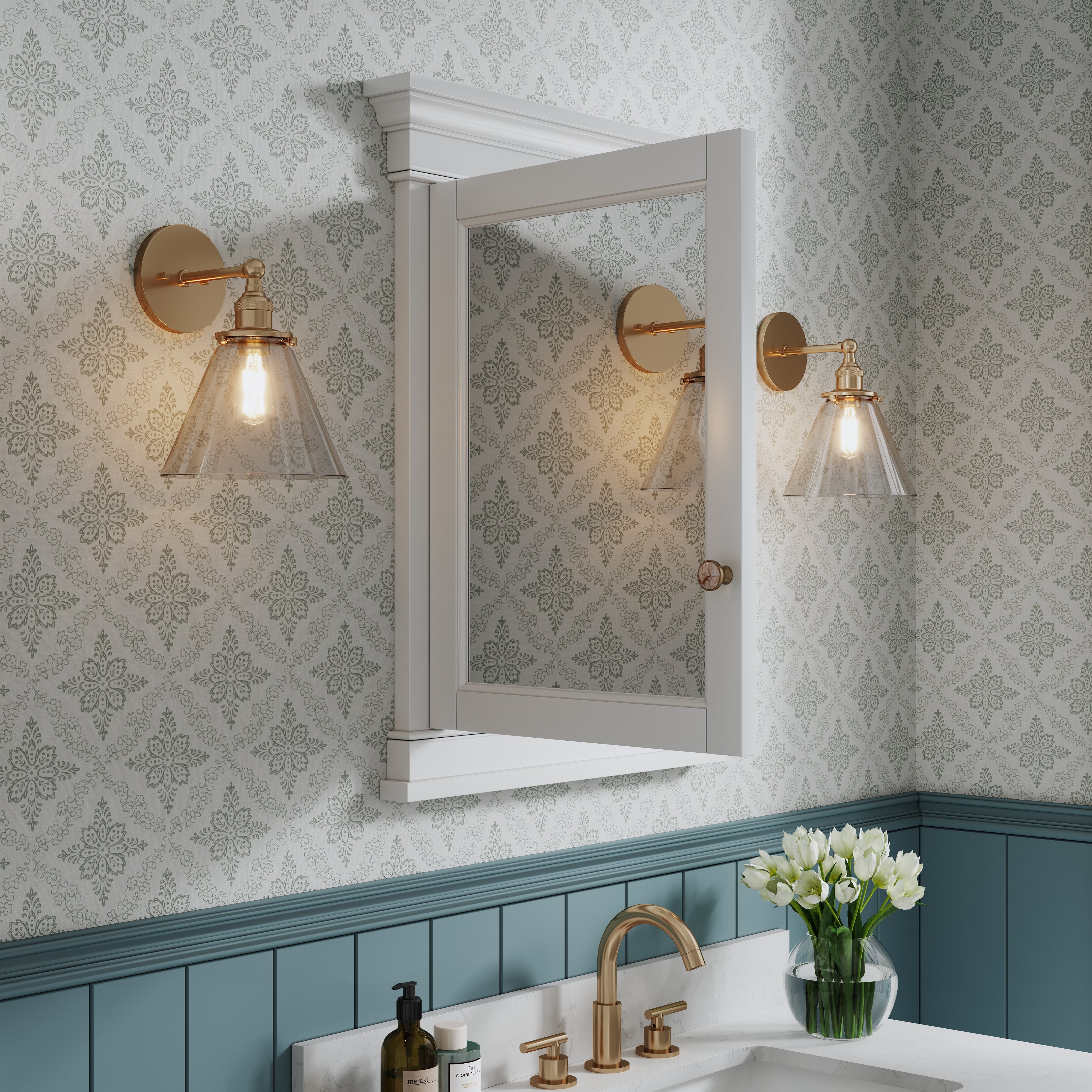 26 in. W x 32 in. H White Recessed installation Bathroom Medicine Wood Cabinet with Mirror