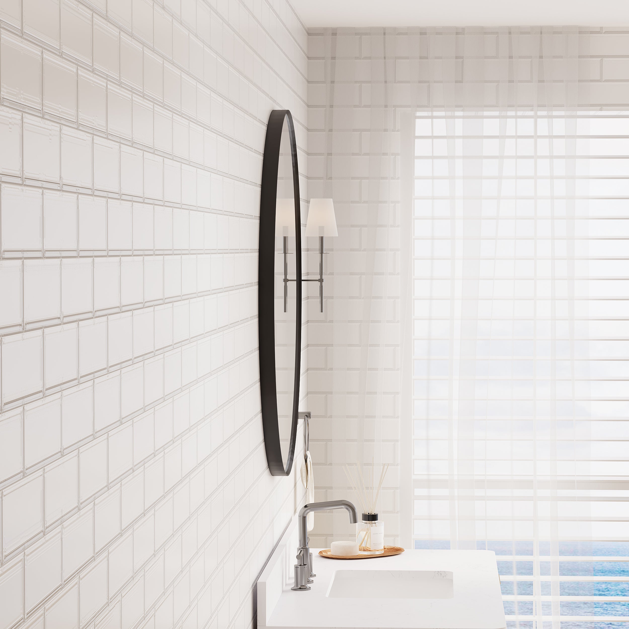 36 in. W x 36 in. H Black Modern Bathroom Mirror Round Framed Aluminum Wall Mirror