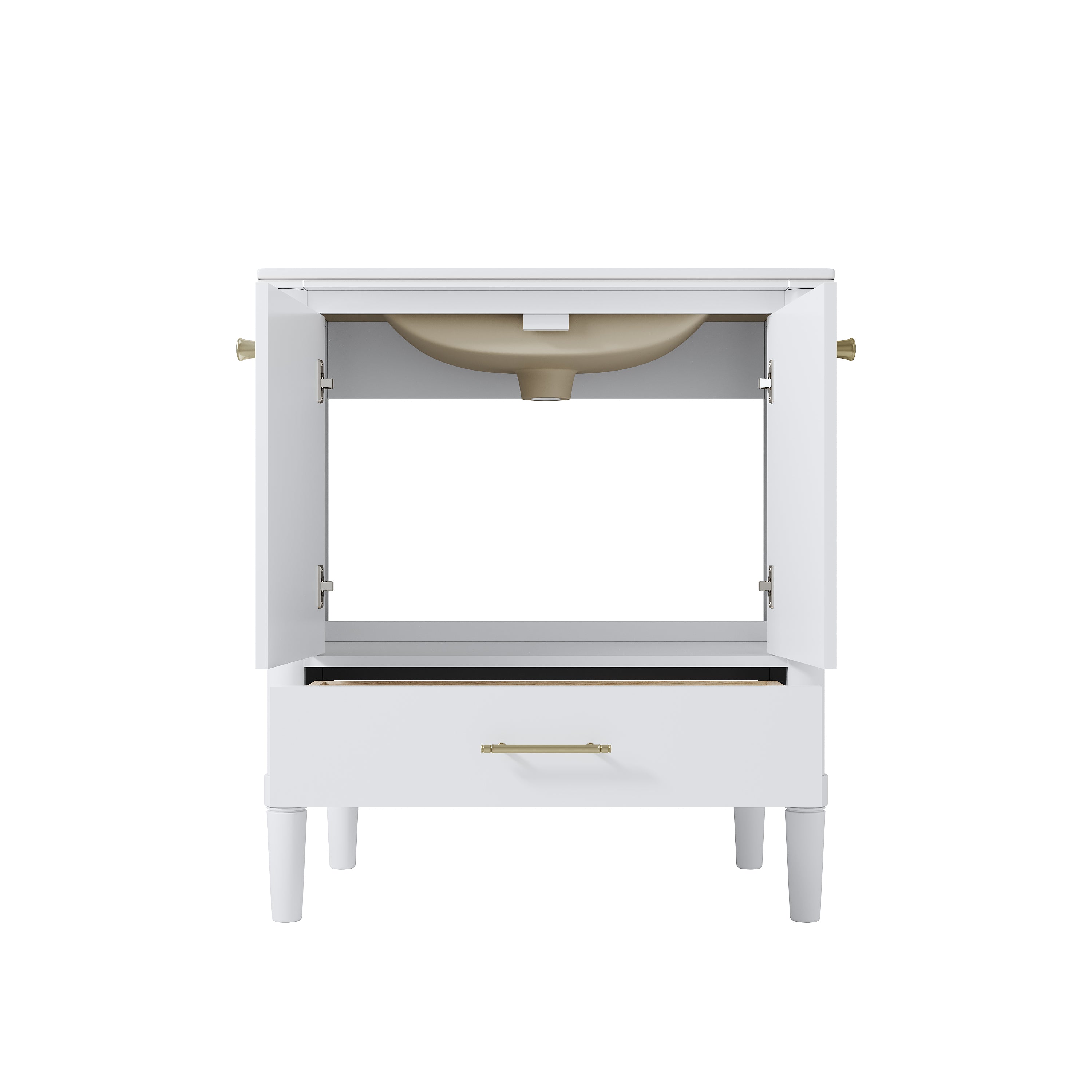 30 inch Solid Wood Freestanding Bathroom Vanity with Single Sink and Soft-Closing Doors, White