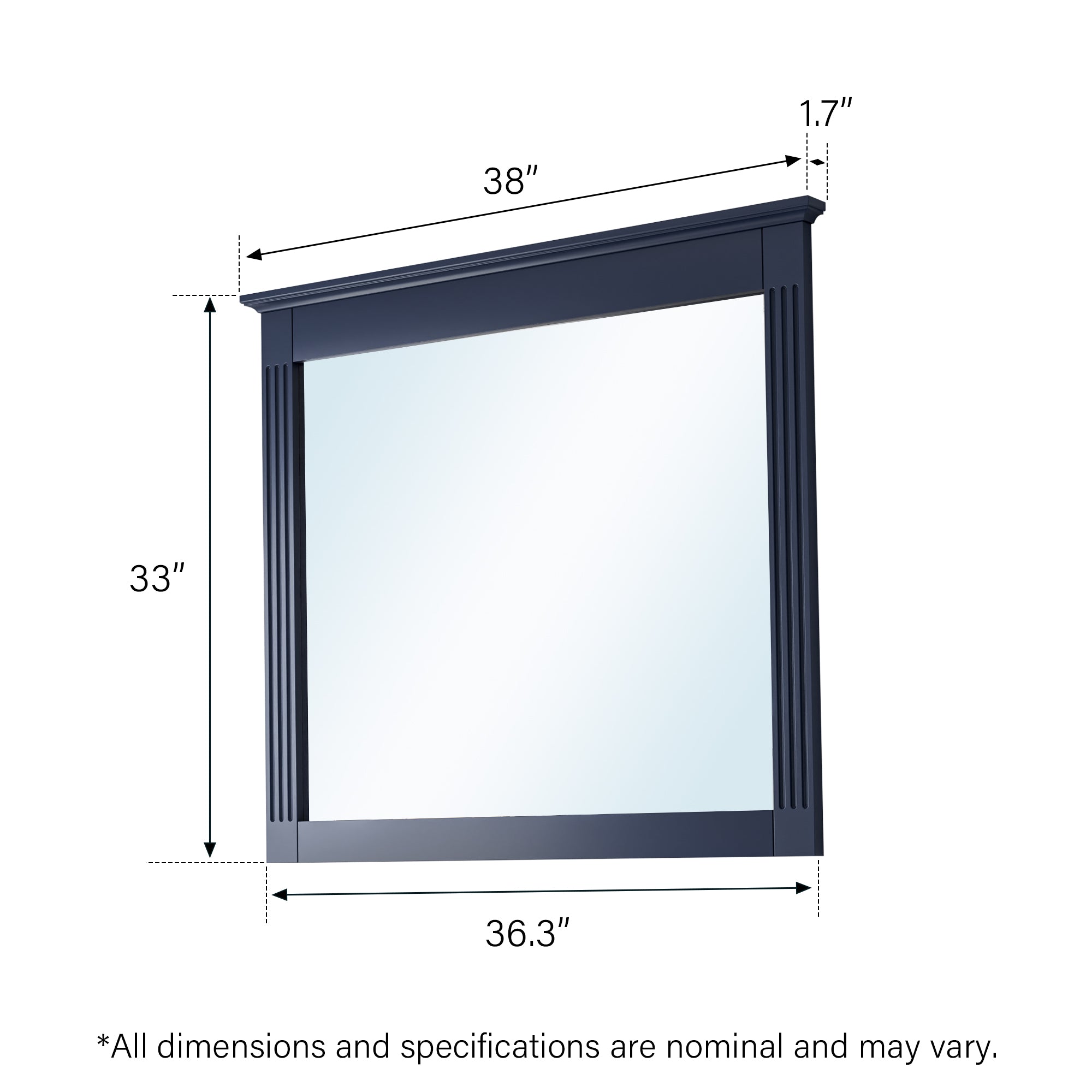 38 in. W x 33 in. H Solid Wood Bathroom Vanity Mirror