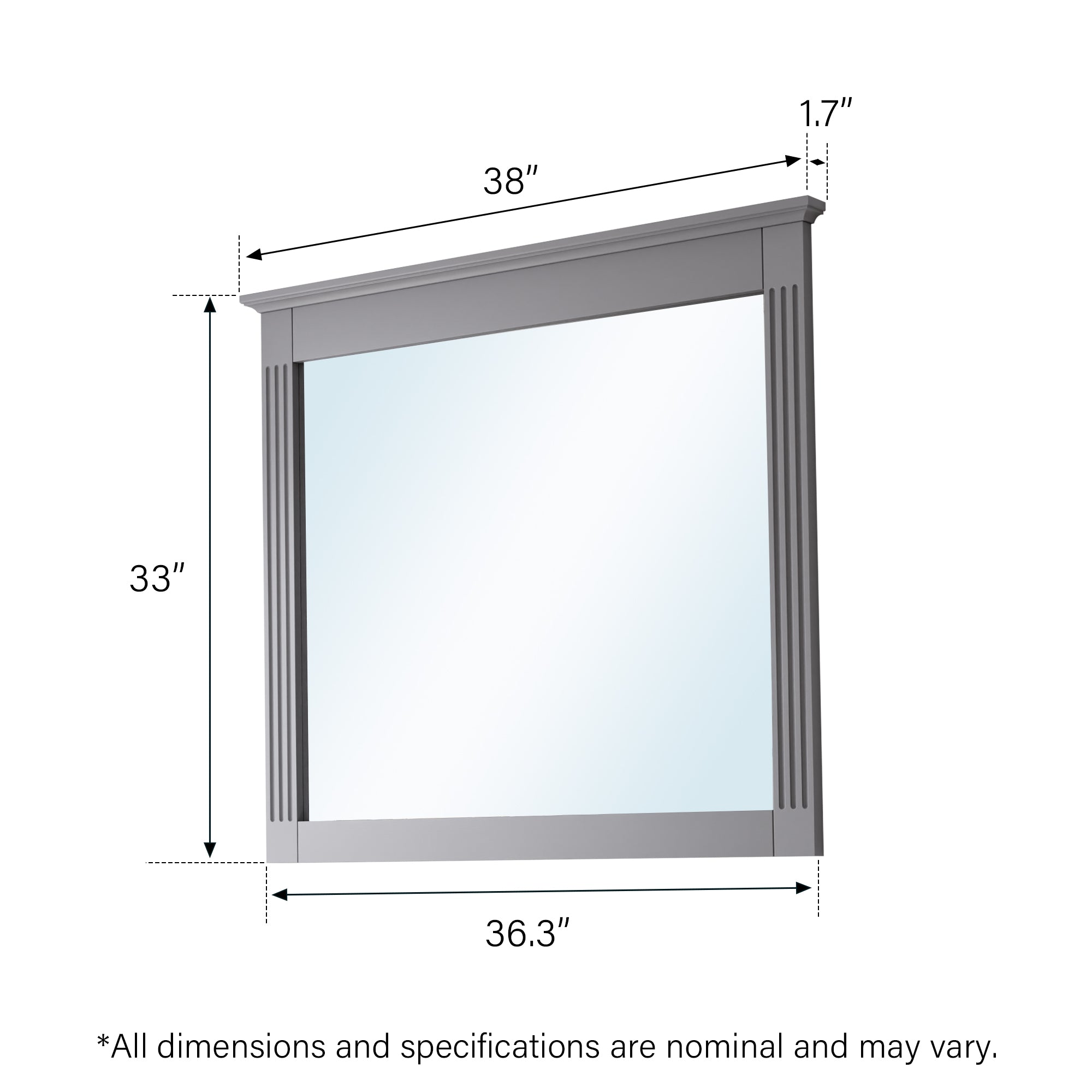 38 in. W x 33 in. H Solid Wood Bathroom Vanity Mirror