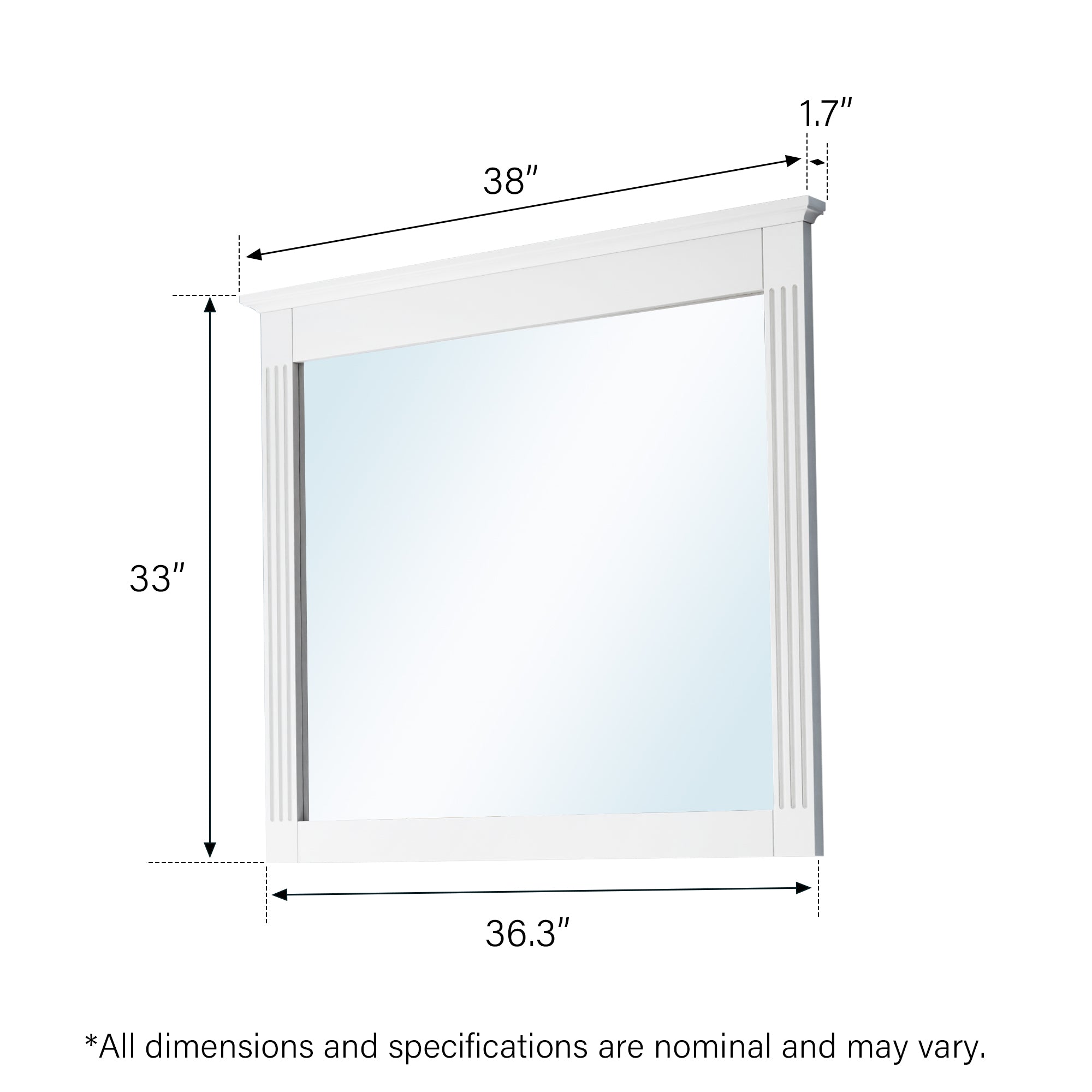 38 in. W x 33 in. H Solid Wood Bathroom Vanity Mirror