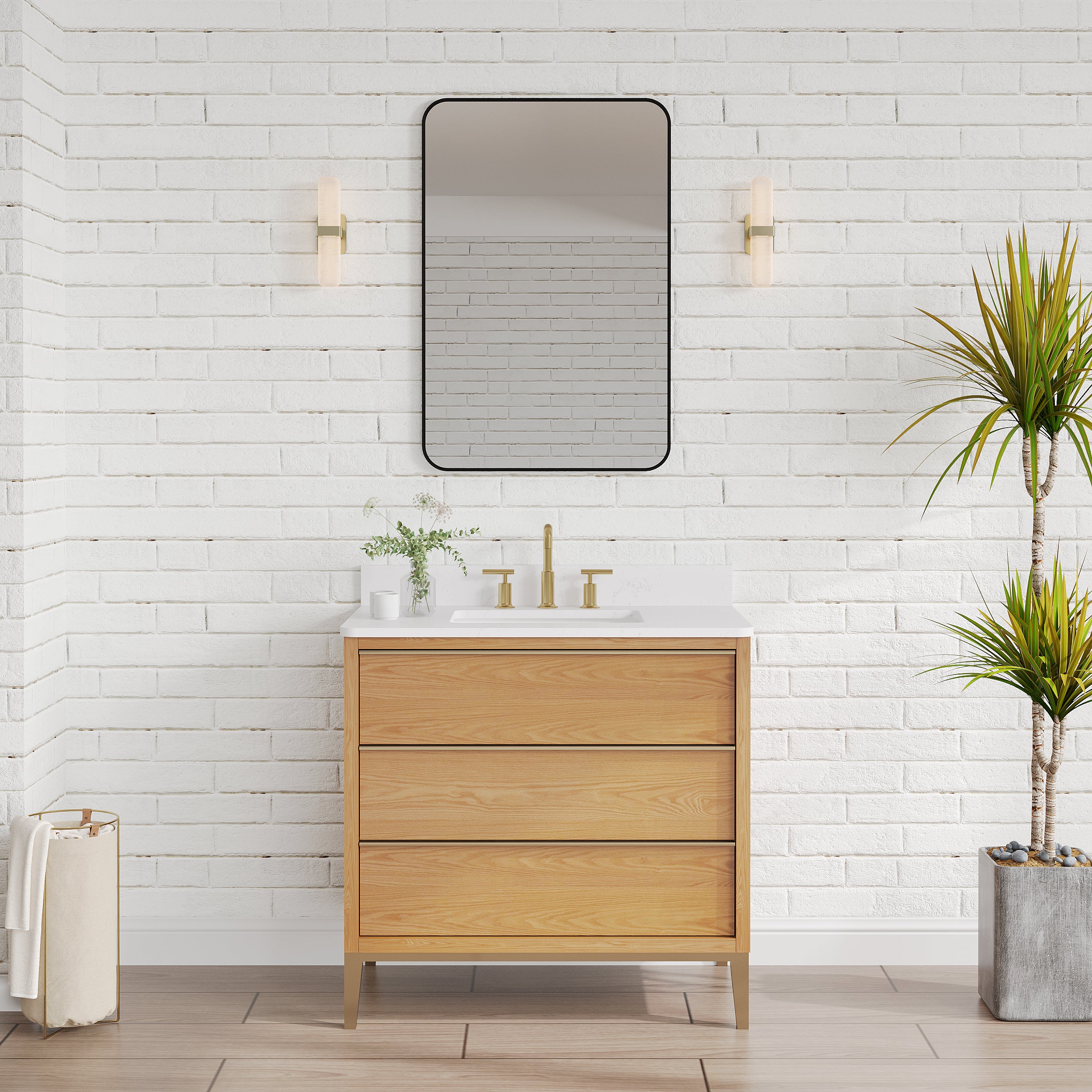 24-in W x 36-in H Black Rectangular Framed Bathroom Vanity Mirror, Aluminum Frame