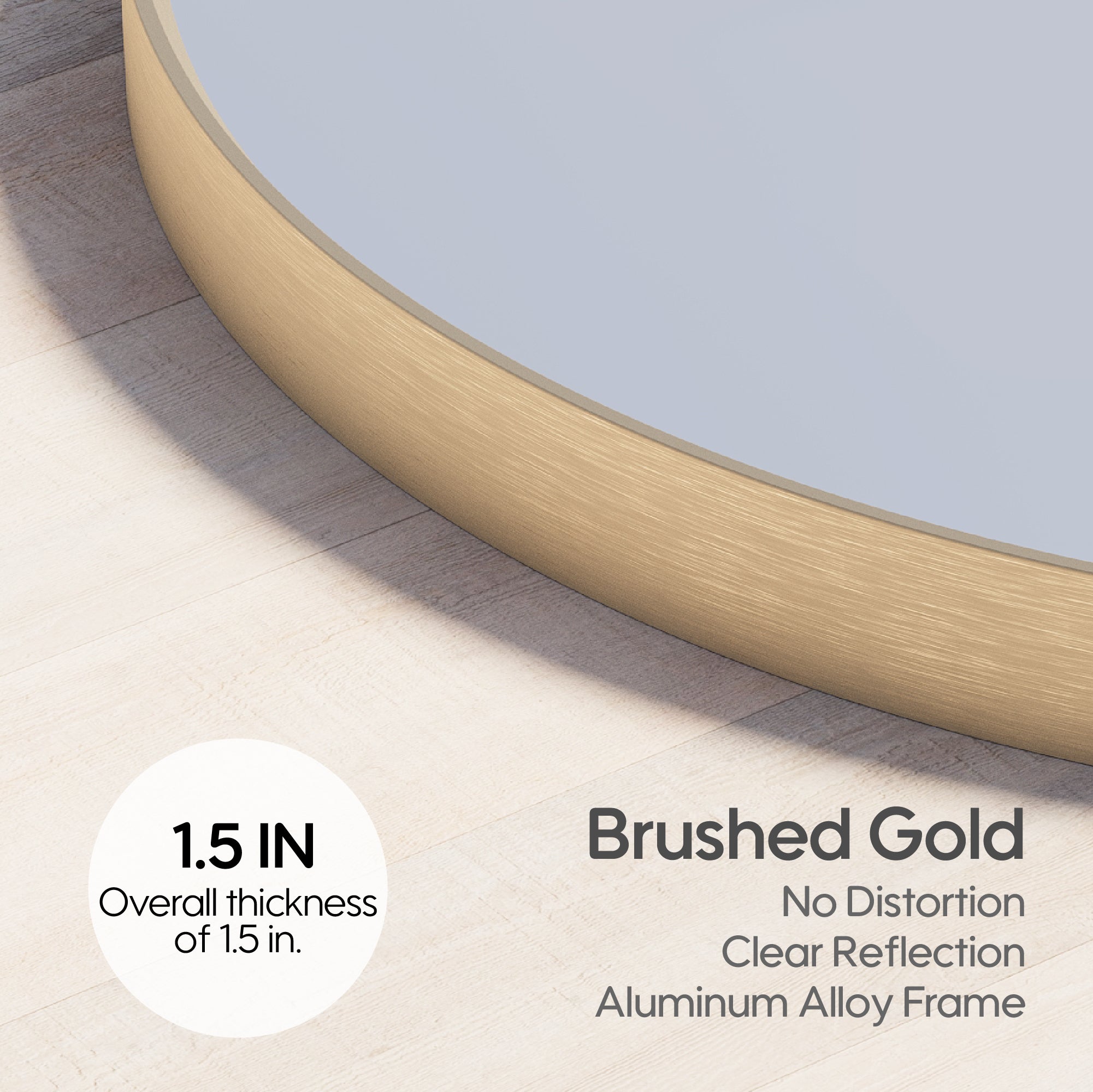 24 in. W x 24 in. H Modern Bathroom Mirror Round Framed Aluminum Wall Mirror Brushed Gold