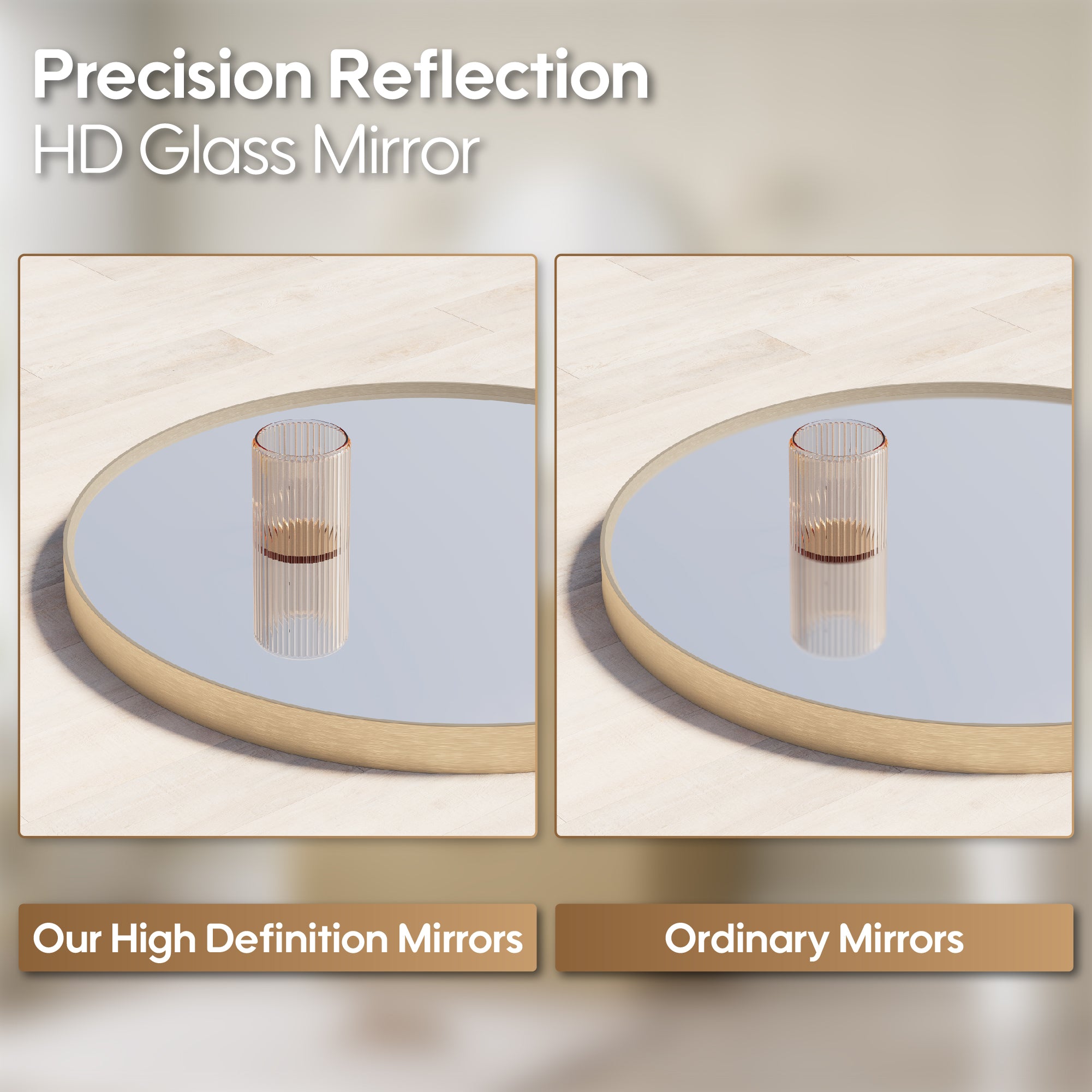 24 in. W x 24 in. H Modern Bathroom Mirror Round Framed Aluminum Wall Mirror Brushed Gold