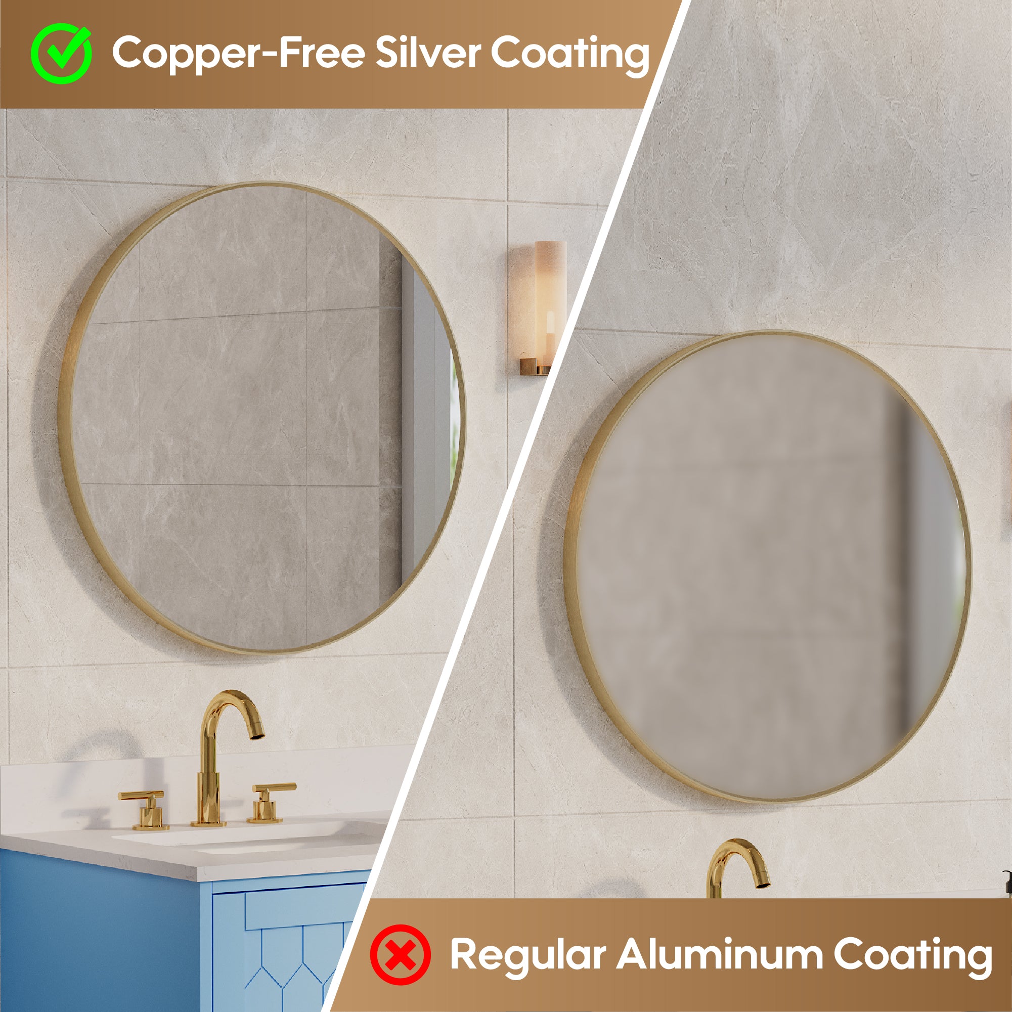 28 in. W x 28 in. H Modern Bathroom Mirror Round Framed Aluminum Wall Mirror Brushed Gold