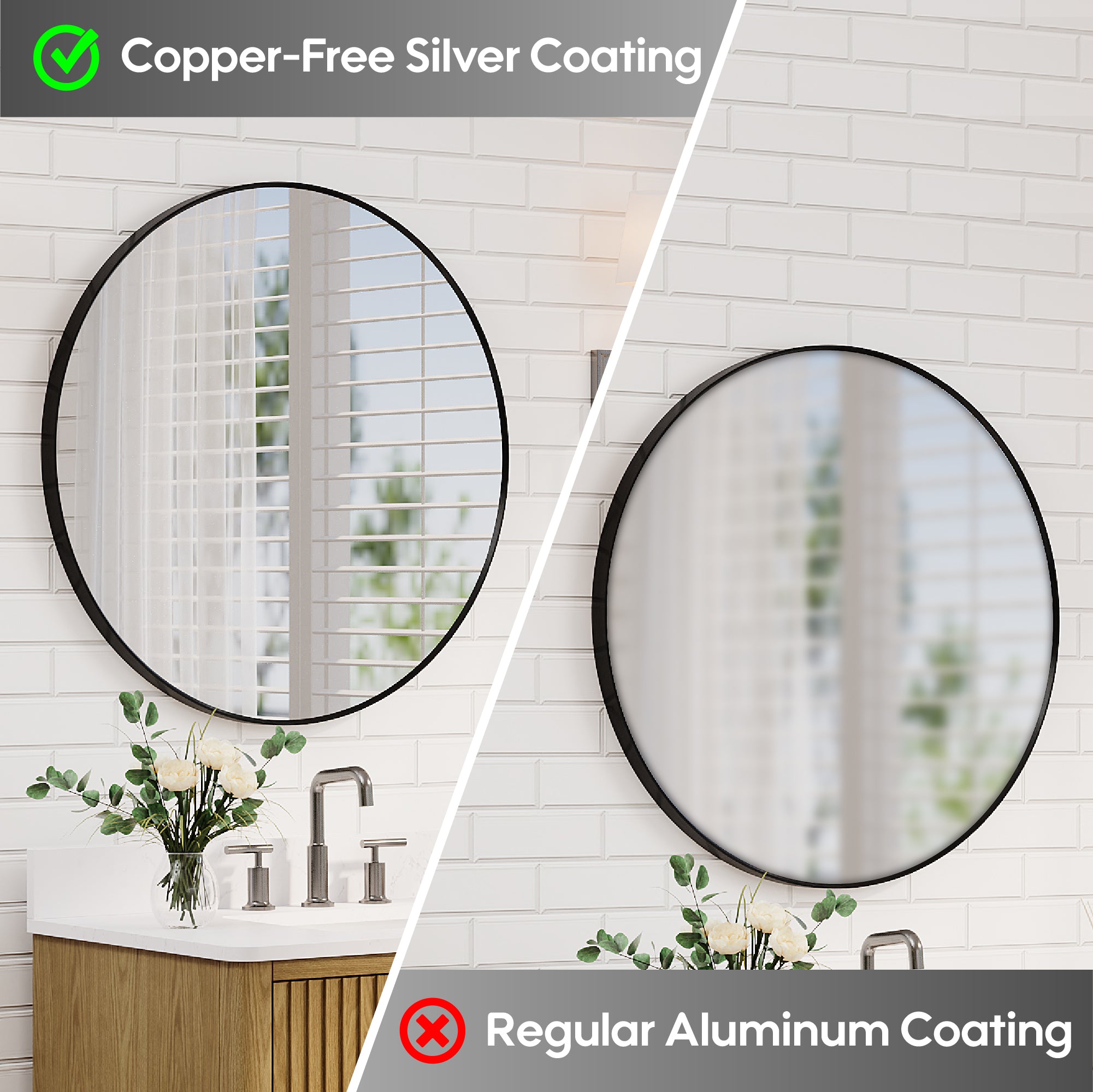 36 in. W x 36 in. H Black Modern Bathroom Mirror Round Framed Aluminum Wall Mirror