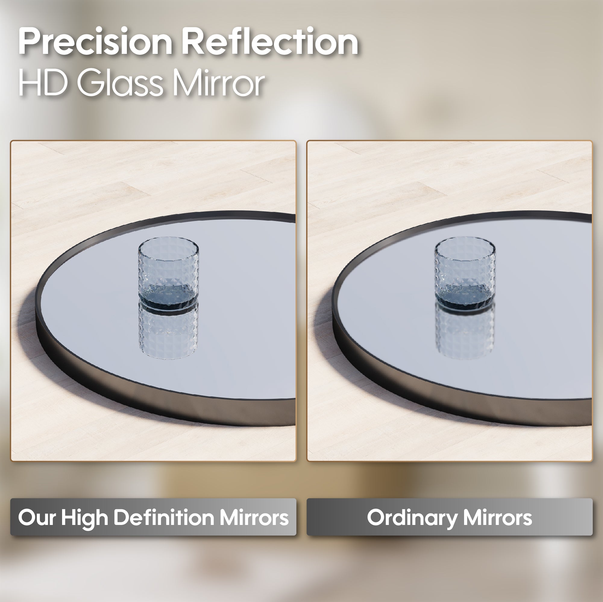 36 in. W x 36 in. H Black Modern Bathroom Mirror Round Framed Aluminum Wall Mirror