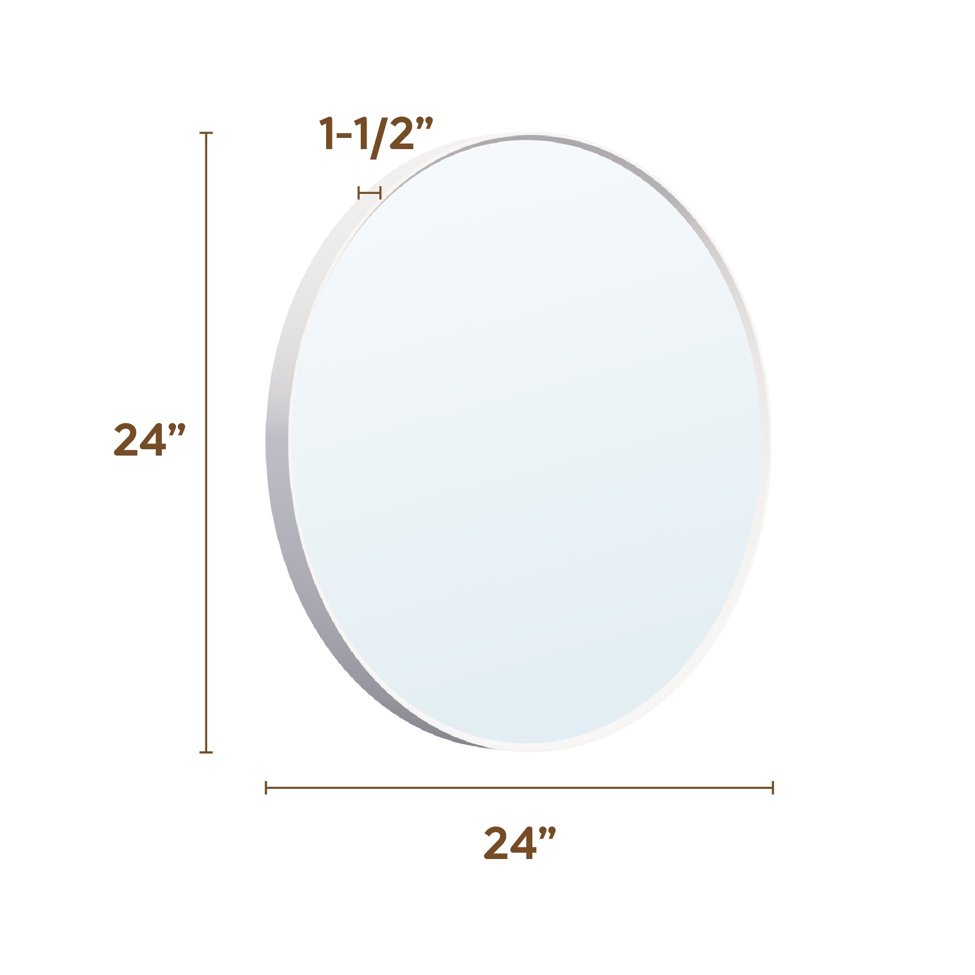 24 in. W x 24 in. H White Modern Bathroom Mirror Round Framed Aluminum Wall Mirror