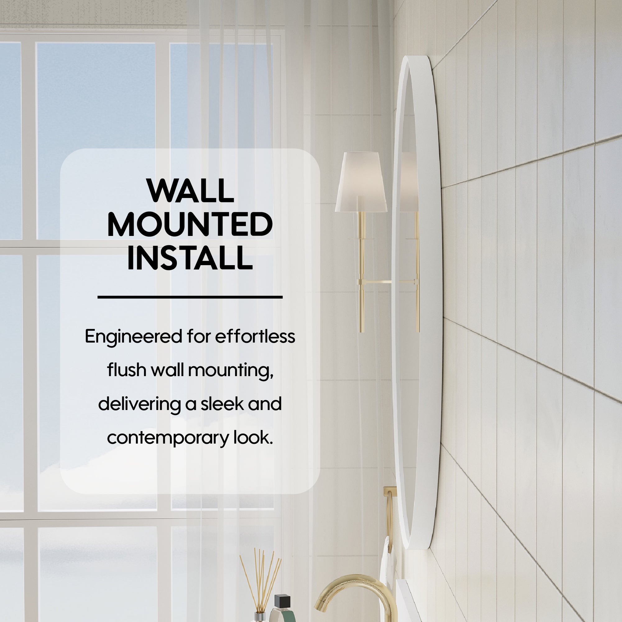 24 in. W x 24 in. H White Modern Bathroom Mirror Round Framed Aluminum Wall Mirror