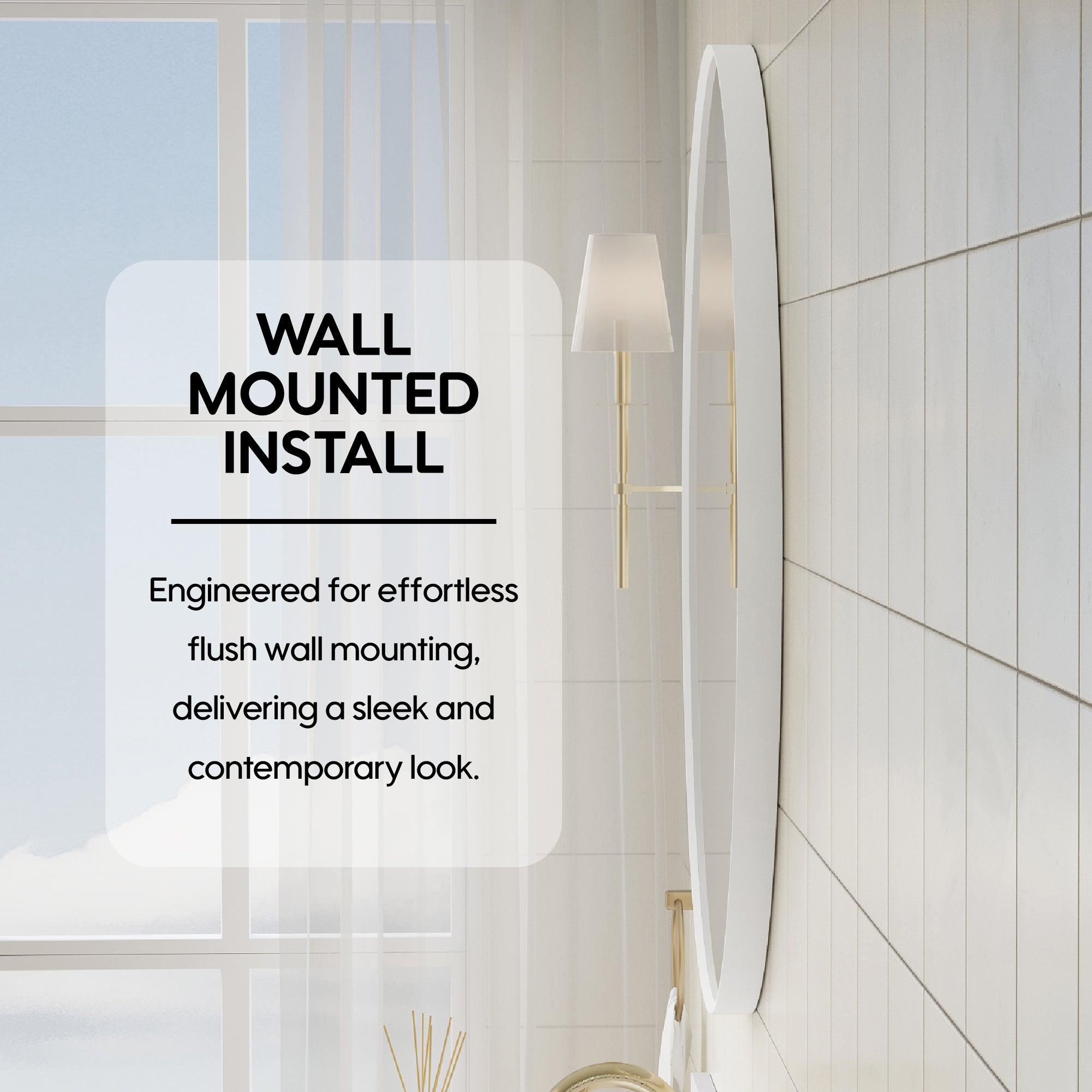 32 in. W x 32 in. H White Modern Bathroom Mirror Round Framed Aluminum Wall Mirror