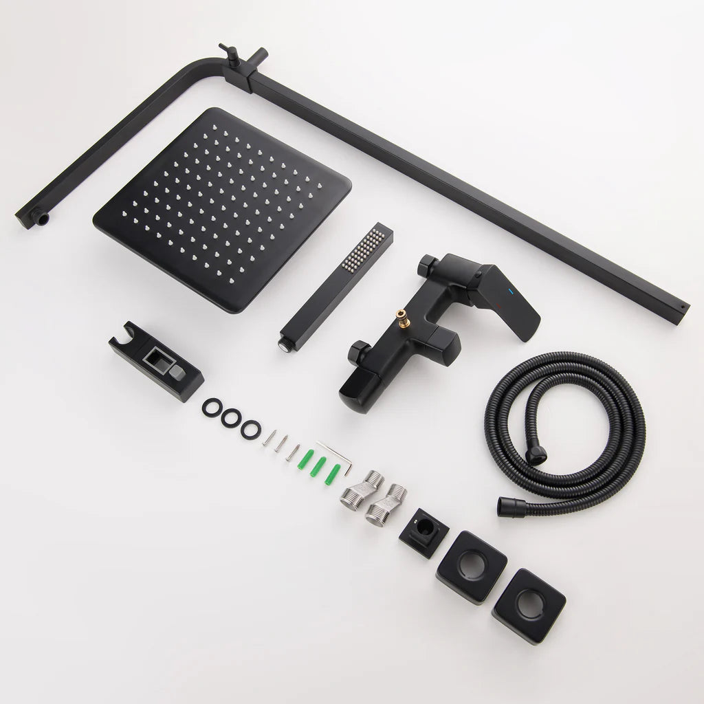 Matte Black Wall Mounted Two Function Bathroom Shower System