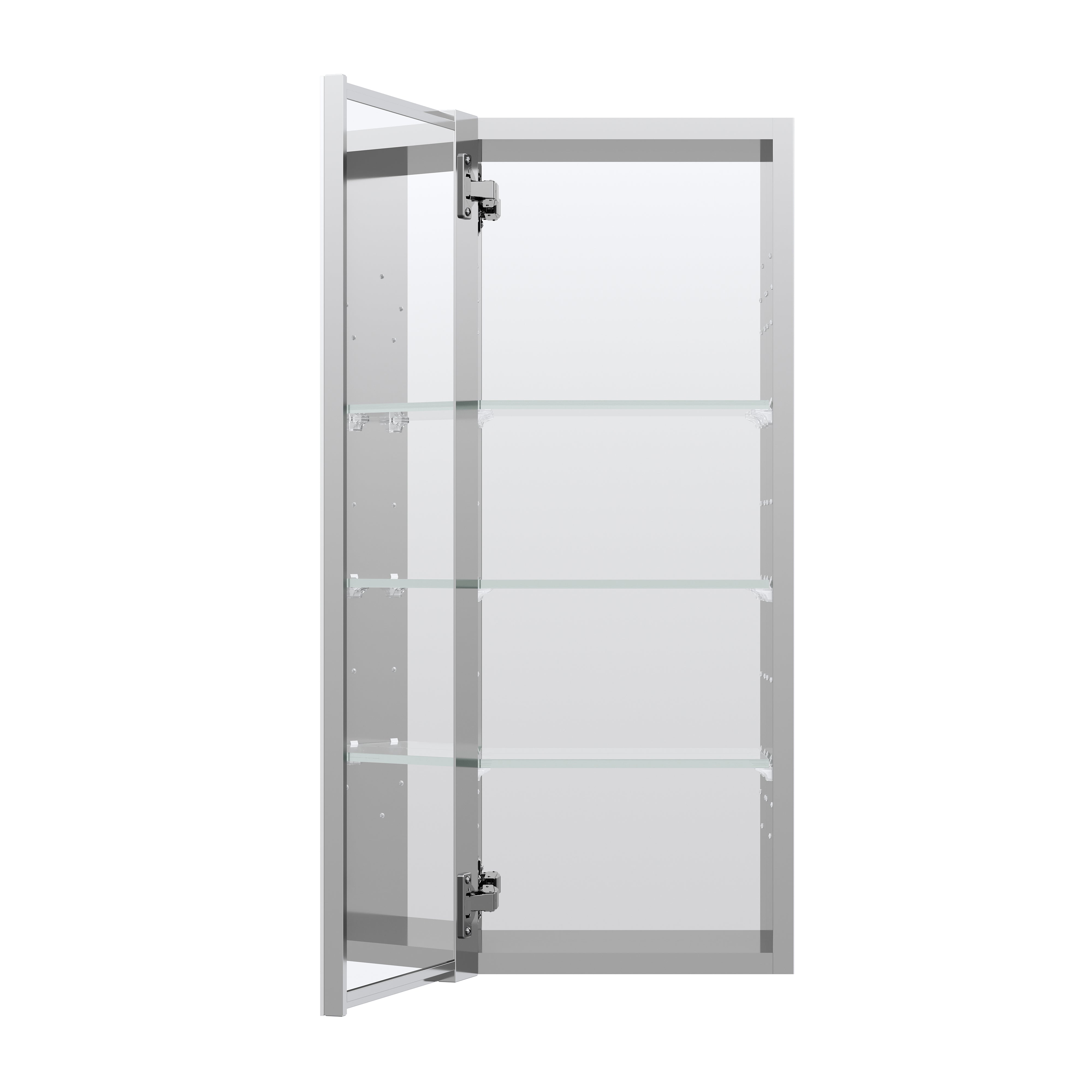 12 in. ×30 in. Copper-Free Tri-Views Mirror Medicine Cabinet with Adjustable Shelves and Left Swing Door