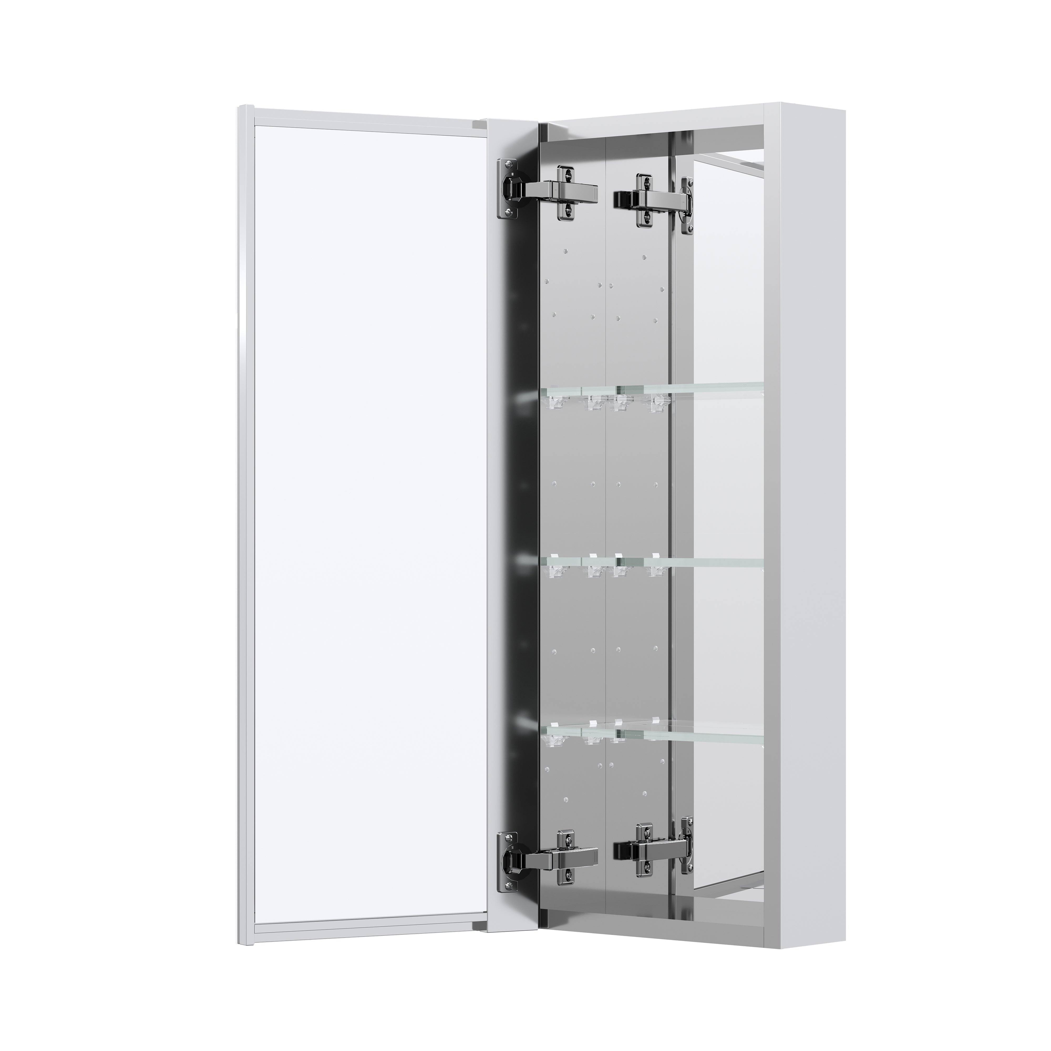 12 in. ×30 in. Copper-Free Tri-Views Mirror Medicine Cabinet with Adjustable Shelves and Left Swing Door