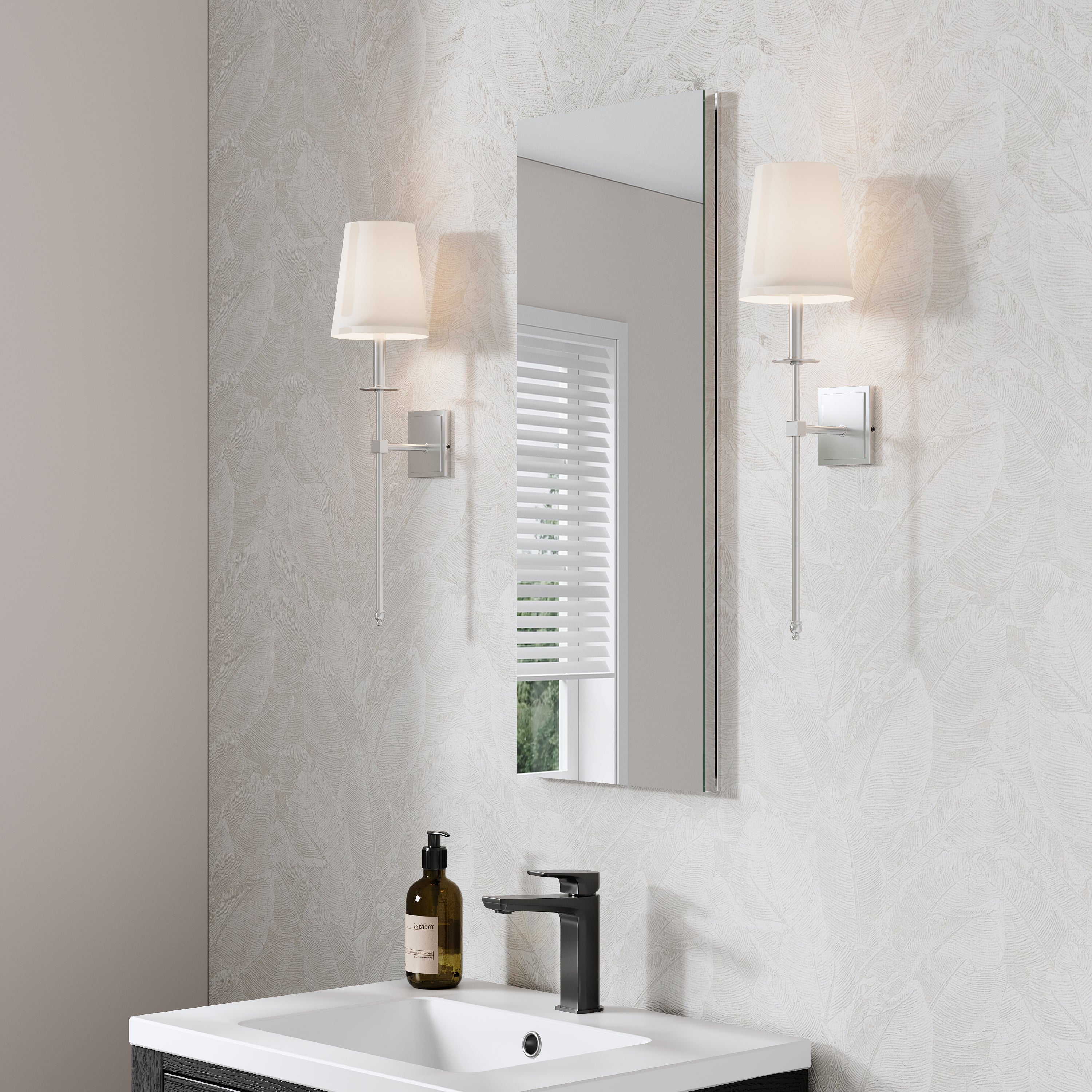 12 in. ×30 in. Copper-Free Tri-Views Mirror Medicine Cabinet with Adjustable Shelves and Left Swing Door