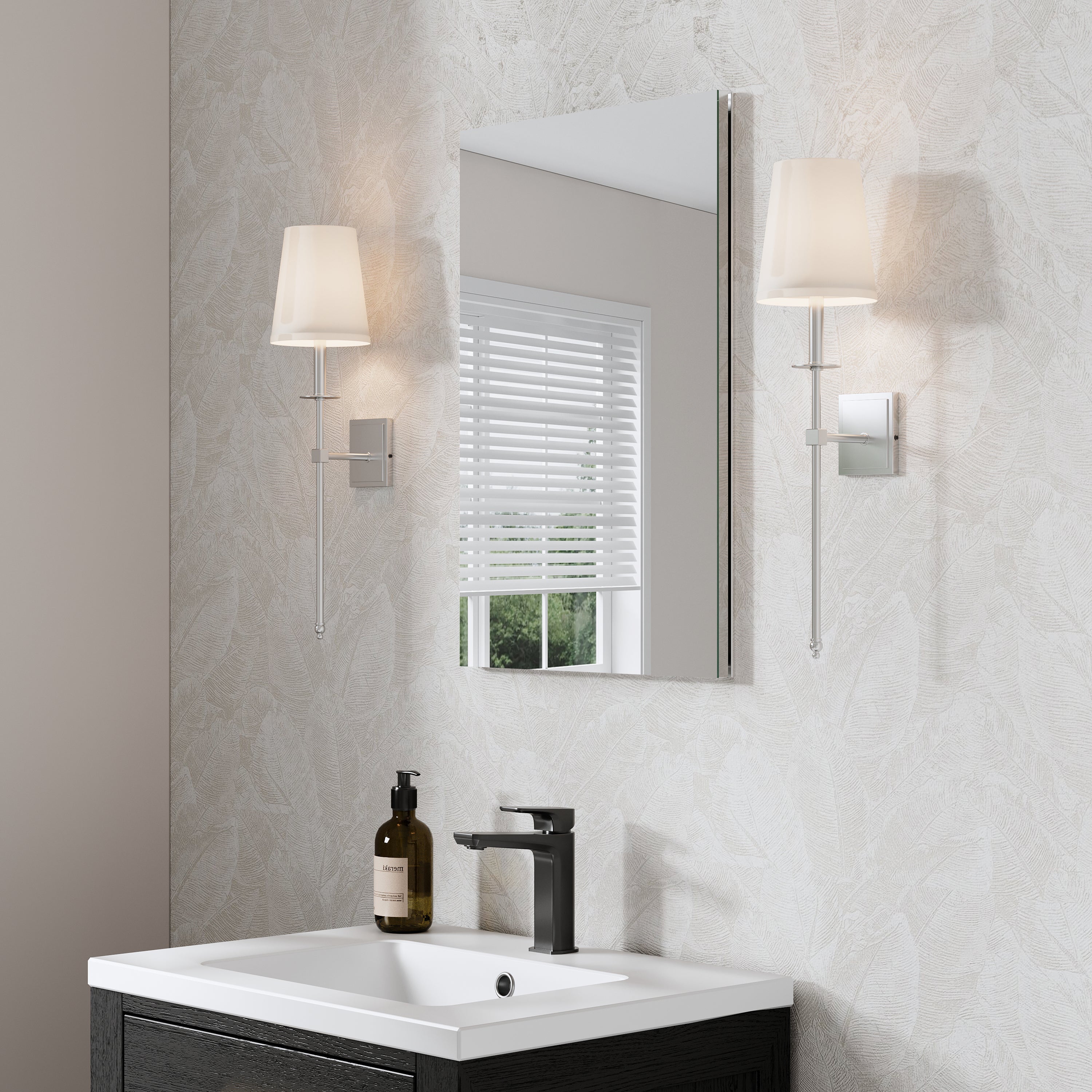 16 in.×24 in. inch Copper-Free Tri-Views Mirror Cabinet with Adjustable Shelves and Right Swing Door