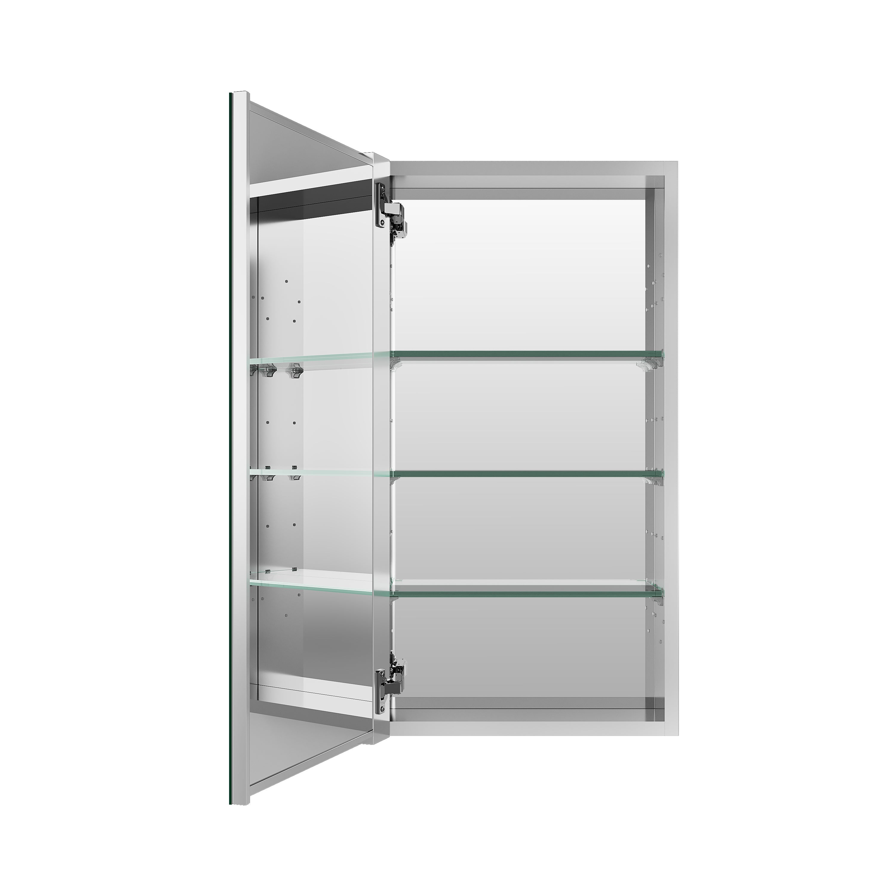 16 in. ×30 in. Copper-Free Tri-Views Mirror Medicine Cabinet with Adjustable Shelves and Left Swing Door