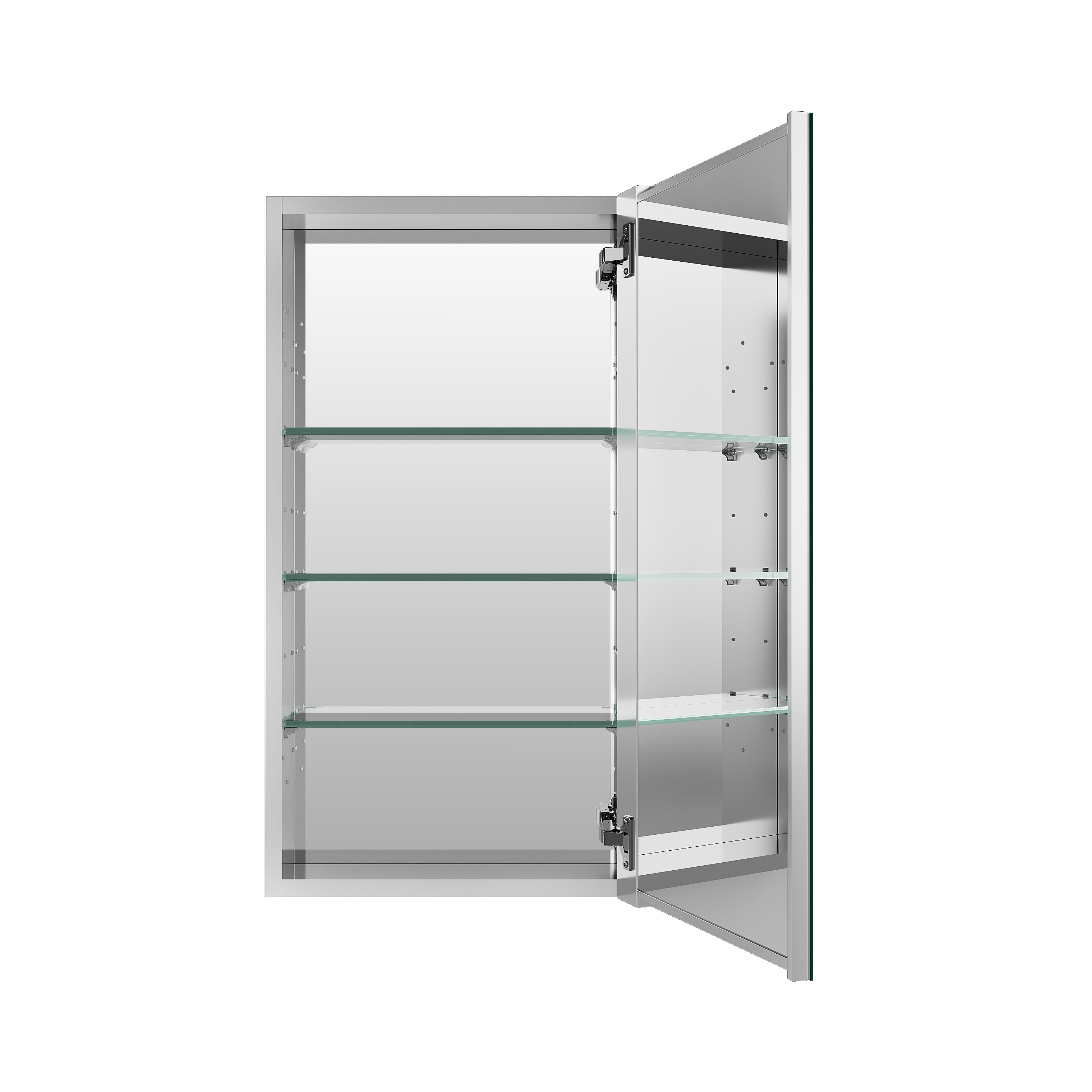 16 in. ×30 in. Copper-Free Tri-Views Mirror Medicine Cabinet with Adjustable Shelves and Right Swing Door