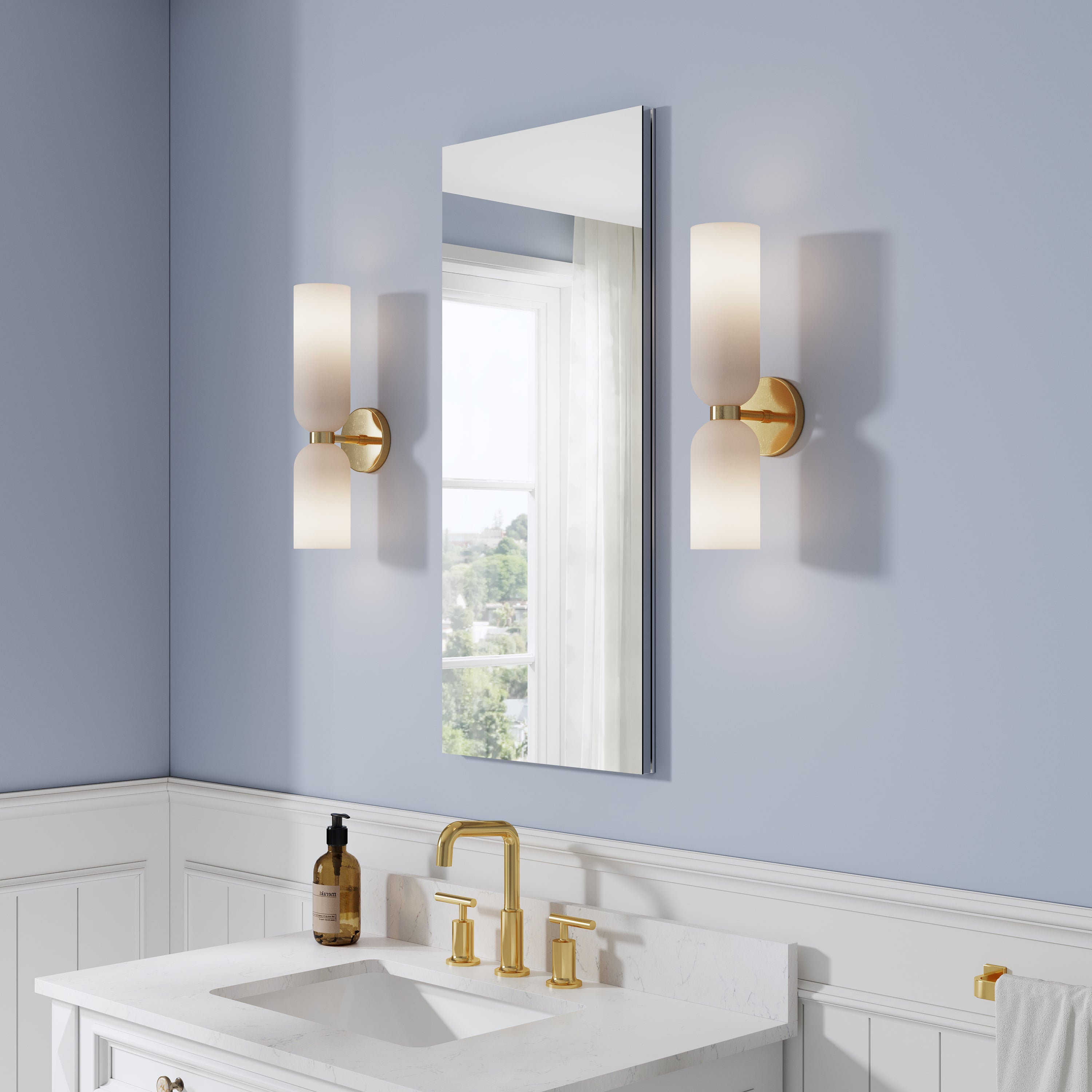 16 in. ×36 in. Copper-Free Tri-Views Mirror Medicine Cabinet, Recessed/Surface Mount and Right Swing Door