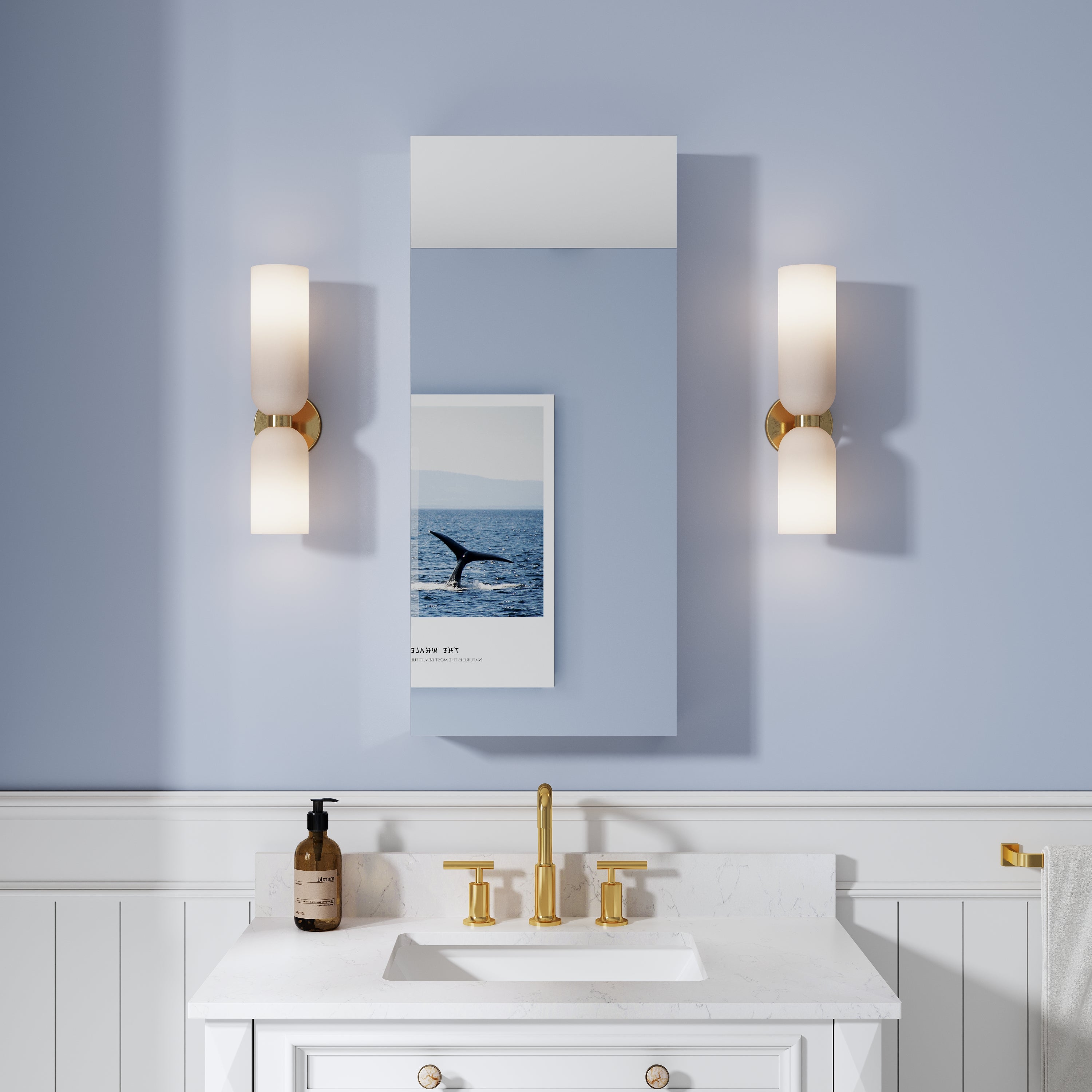 16 in. ×36 in. Copper-Free Tri-Views Mirror Medicine Cabinet, Recessed/Surface Mount and Left Swing Door
