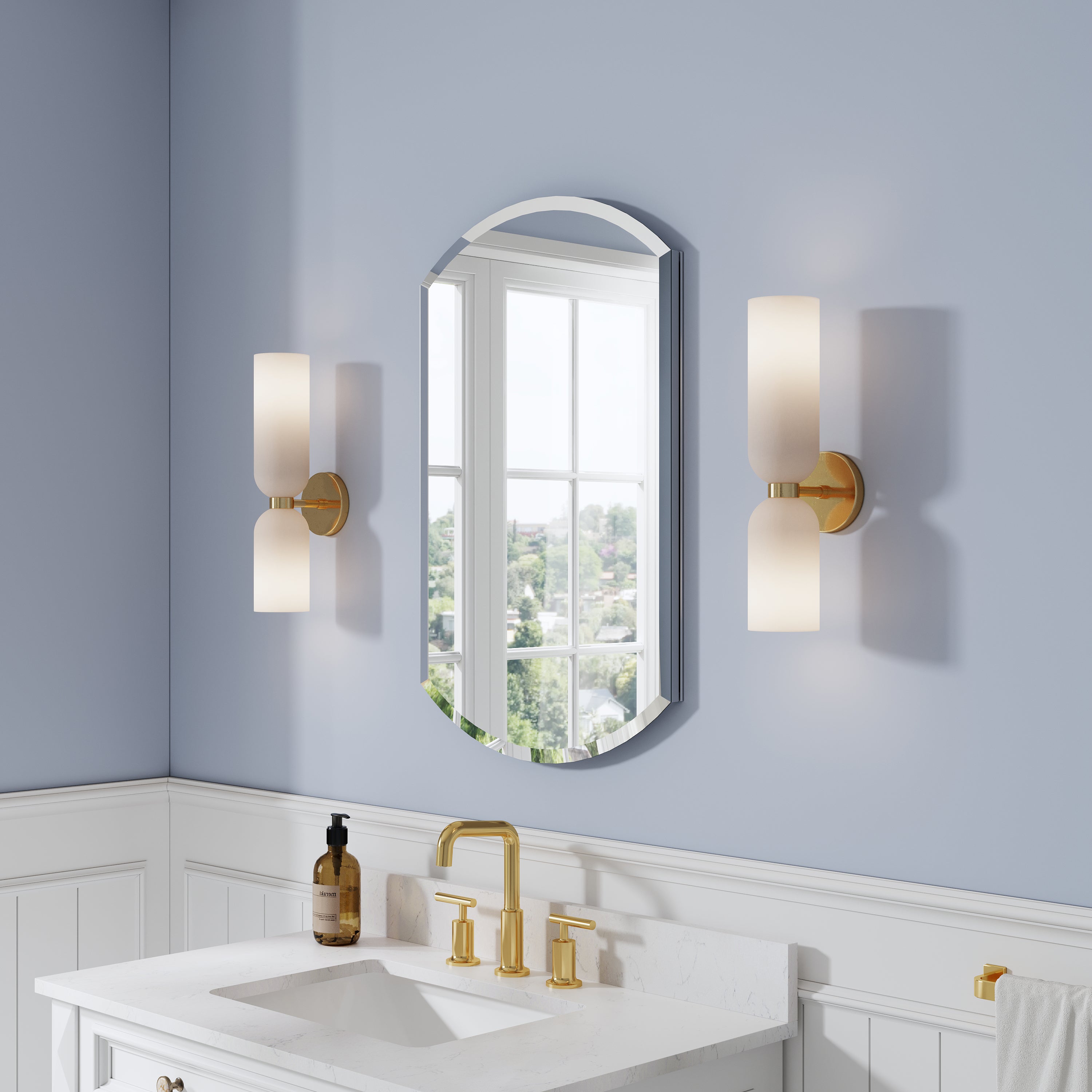 20 in. ×32 in. Copper-Free Tri-Views Bathroom Medicine Cabinet with Beveled Edge Mirrored Door, Recessed/Surface Mount