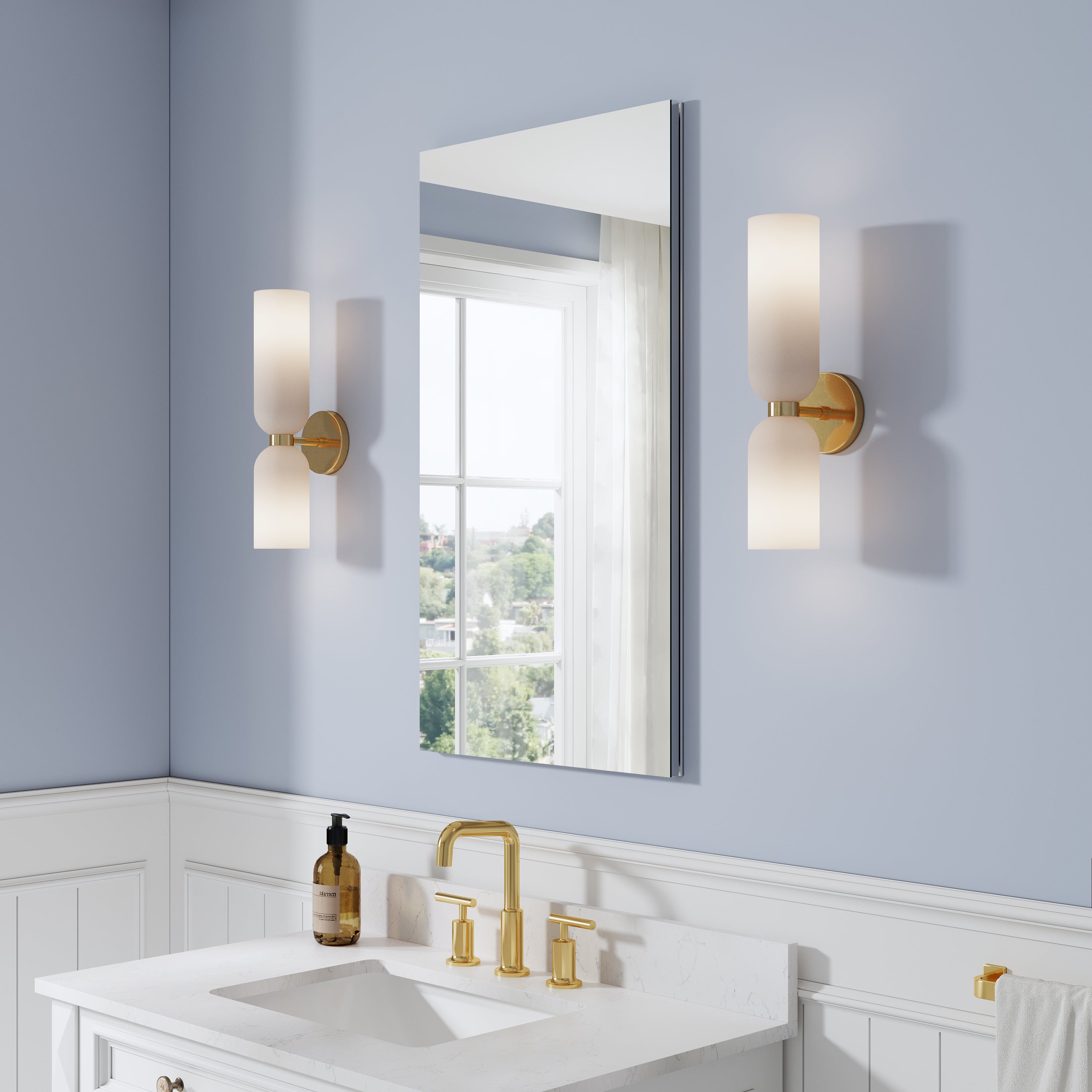 20 in. ×36 in. Copper-Free Tri-Views Mirror Medicine Cabinet, Recessed/Surface Mount and Left Swing Door