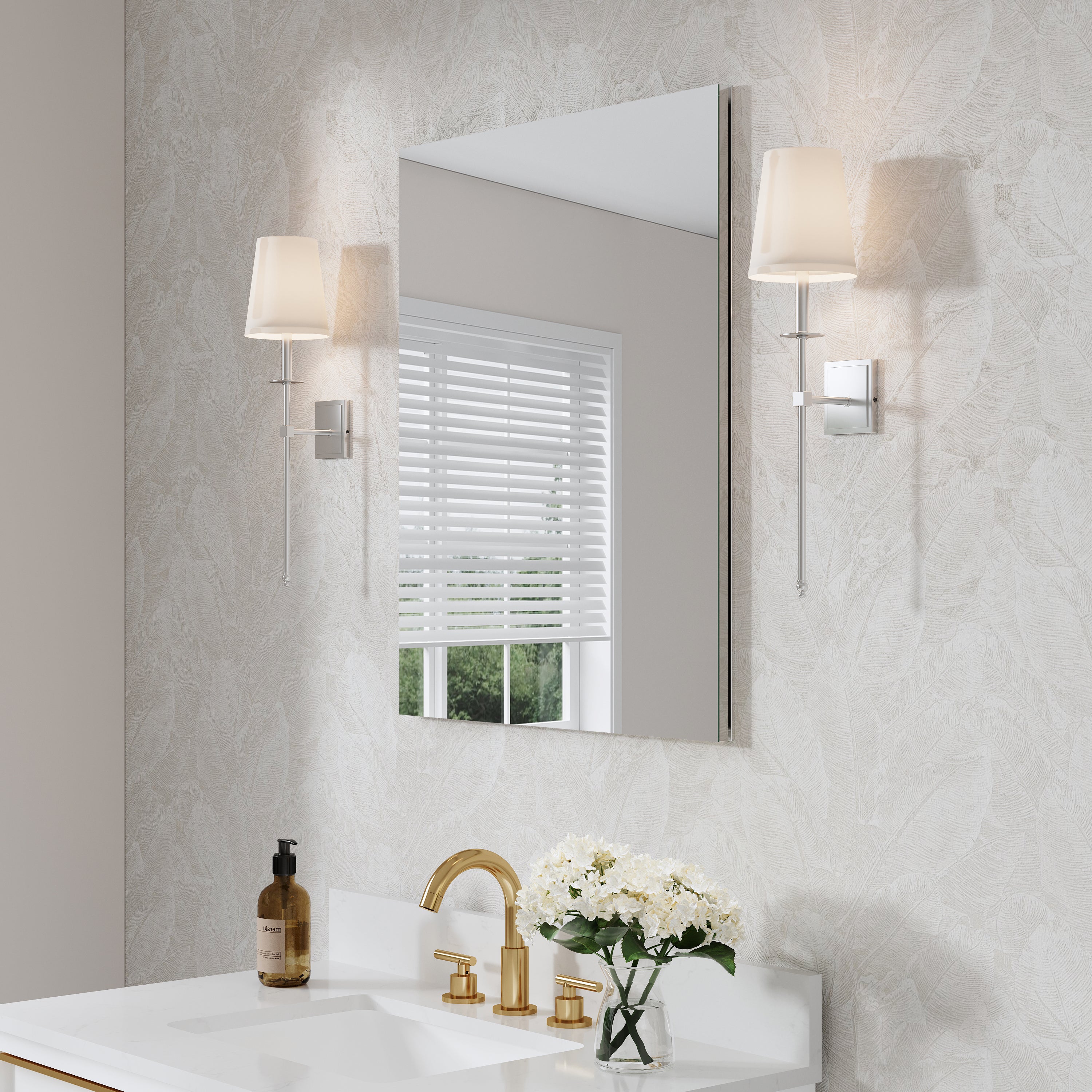 24 in.×30 in. Copper-Free Tri-Views Mirror Cabinet with Adjustable Shelves and Left Swing Door