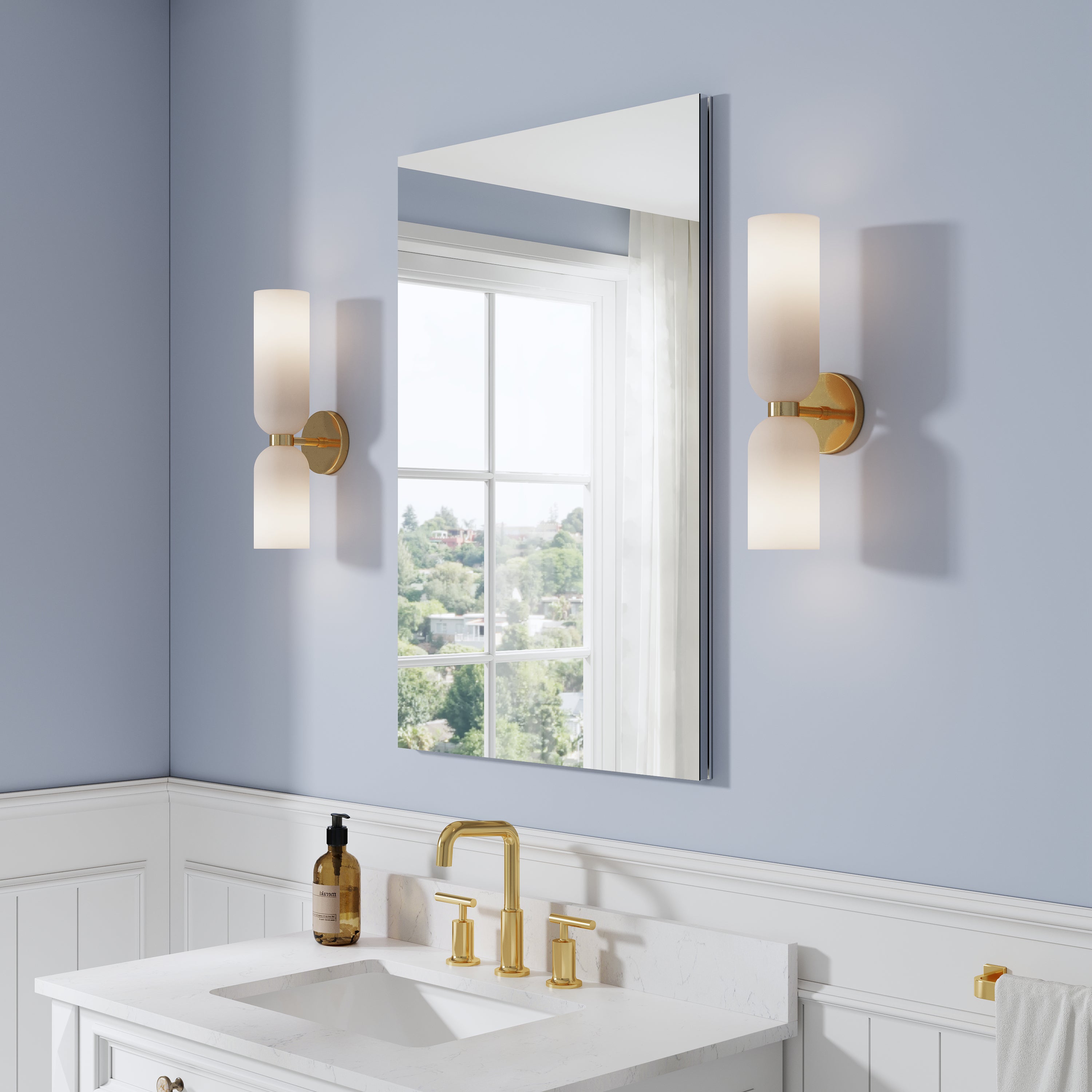 24 in. ×36 in. Copper-Free Tri-Views Mirror Medicine Cabinet, Recessed/Surface Mount and Right Swing Door