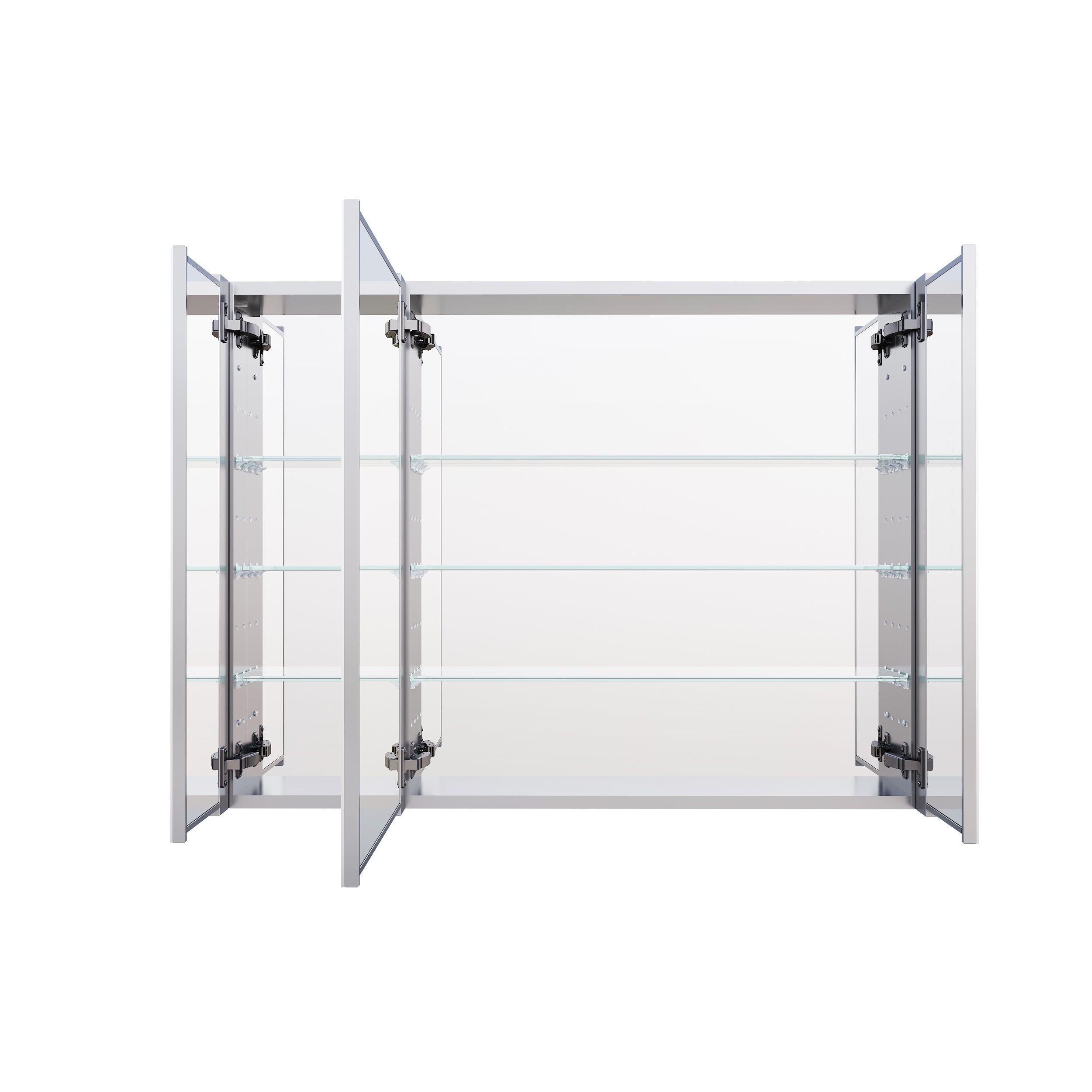 40 in.×30 in. Tri-View Copper-Free Medicine Cabinet with Mirror, Soft-Close Hinges, Recessed or Wall Mount