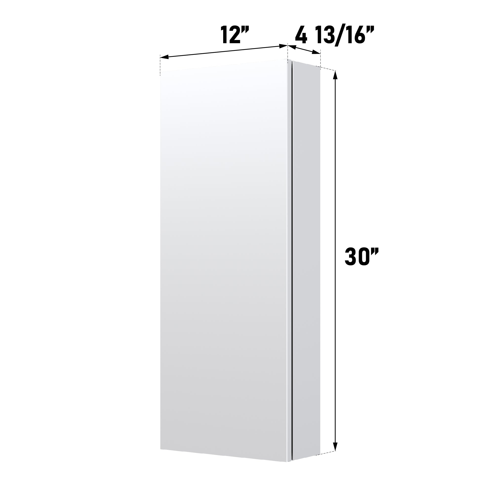 12 in. ×30 in. Copper-Free Tri-Views Mirror Medicine Cabinet with Adjustable Shelves and Left Swing Door