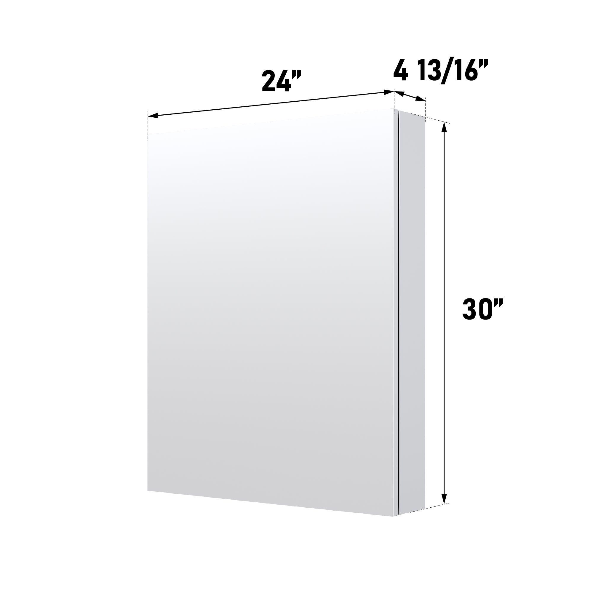 24 in.×30 in. Copper-Free Tri-Views Mirror Cabinet with Adjustable Shelves and Left Swing Door