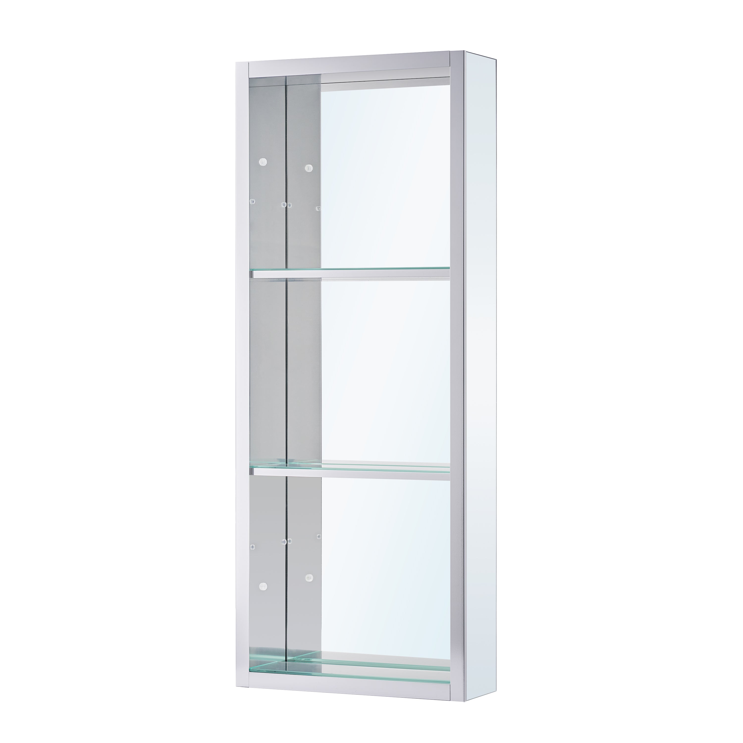 12 in.×30 in. Recessed/Surface Mount Open Medicine Cabinet No Mirror with 2 Shelves and 3 PCS Tempered Glass