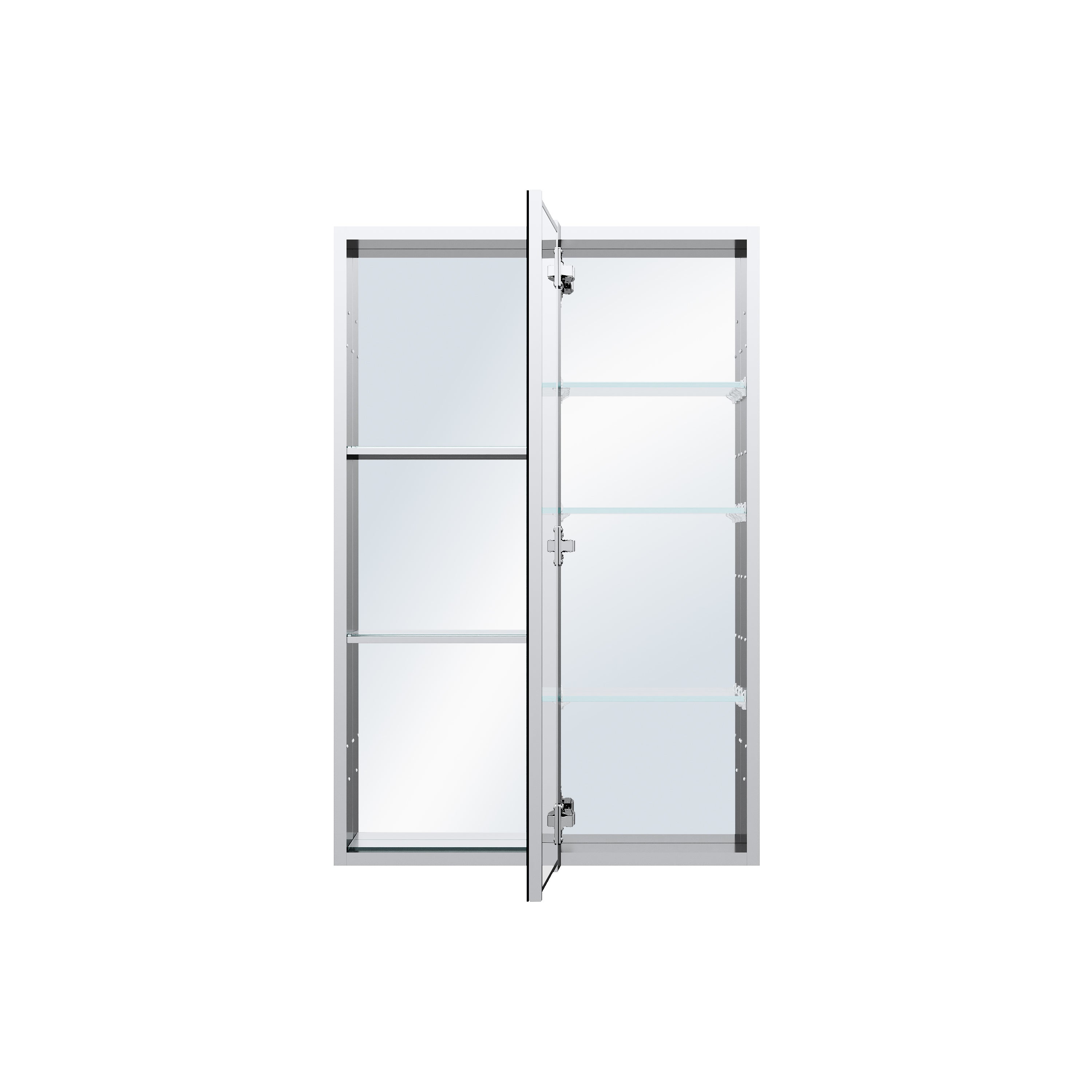 24 in. ×36 in. Bathroom Medicine Cabinet Set with Copper-Free Tri-View Mirror and Open Side Cabinet, Recessed or Surface Mount