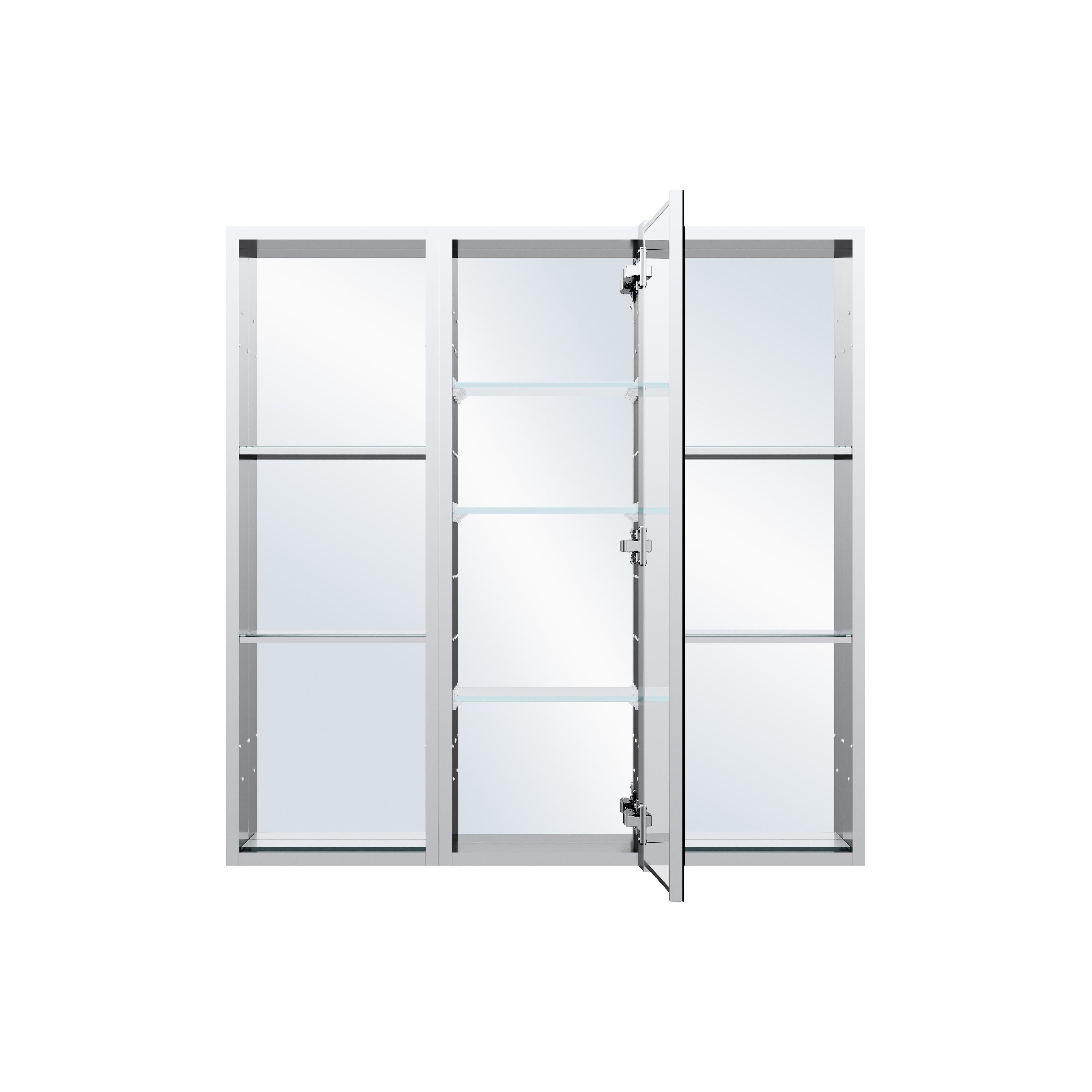 36 in. ×36 in. Bathroom Medicine Cabinet Set with Copper-Free Tri-View Mirror and Open Side Cabinet, Recessed or Surface Mount